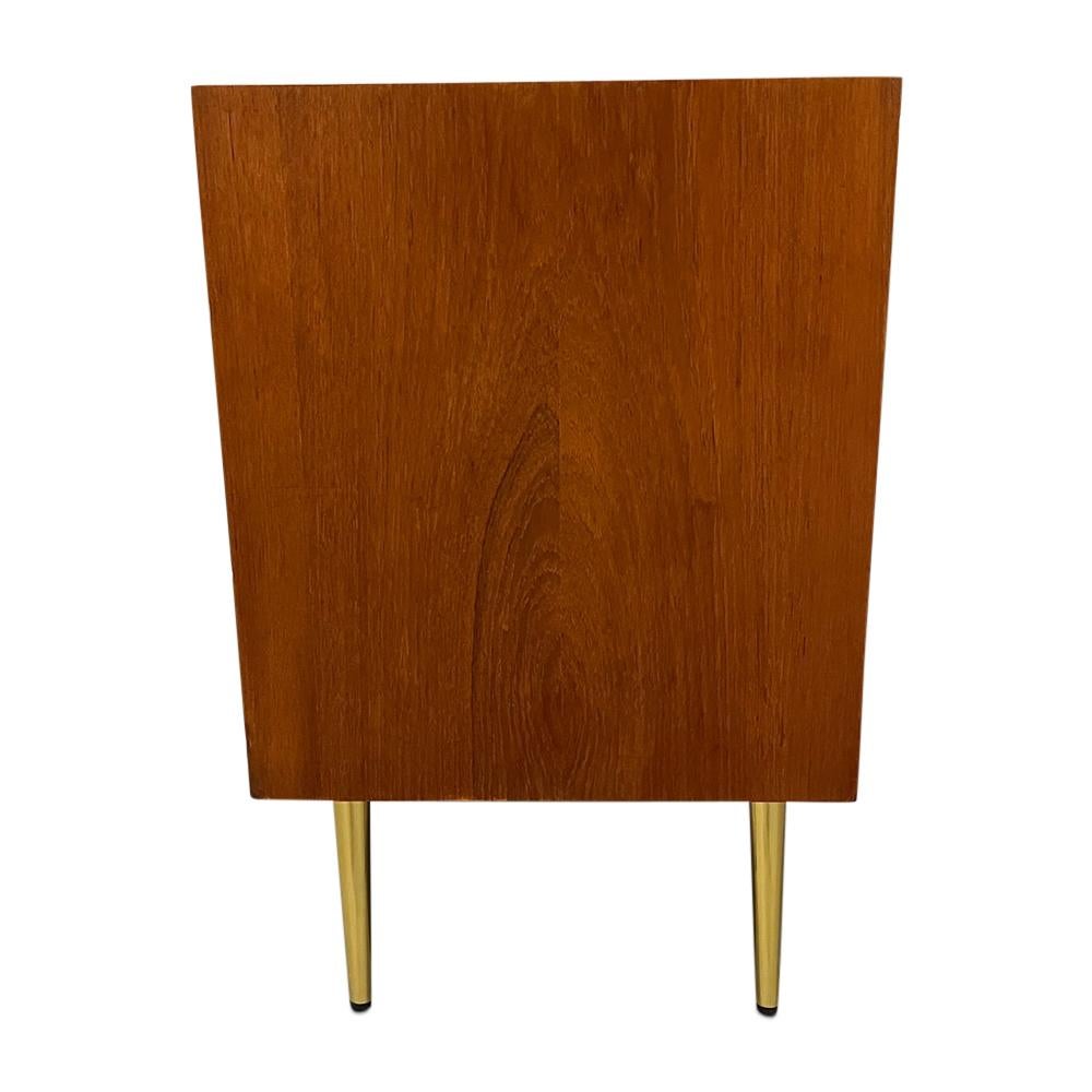 Mid-20th Century Mid-Century Curated Teak Cabinet with Two Open Doors and Brass Legs
