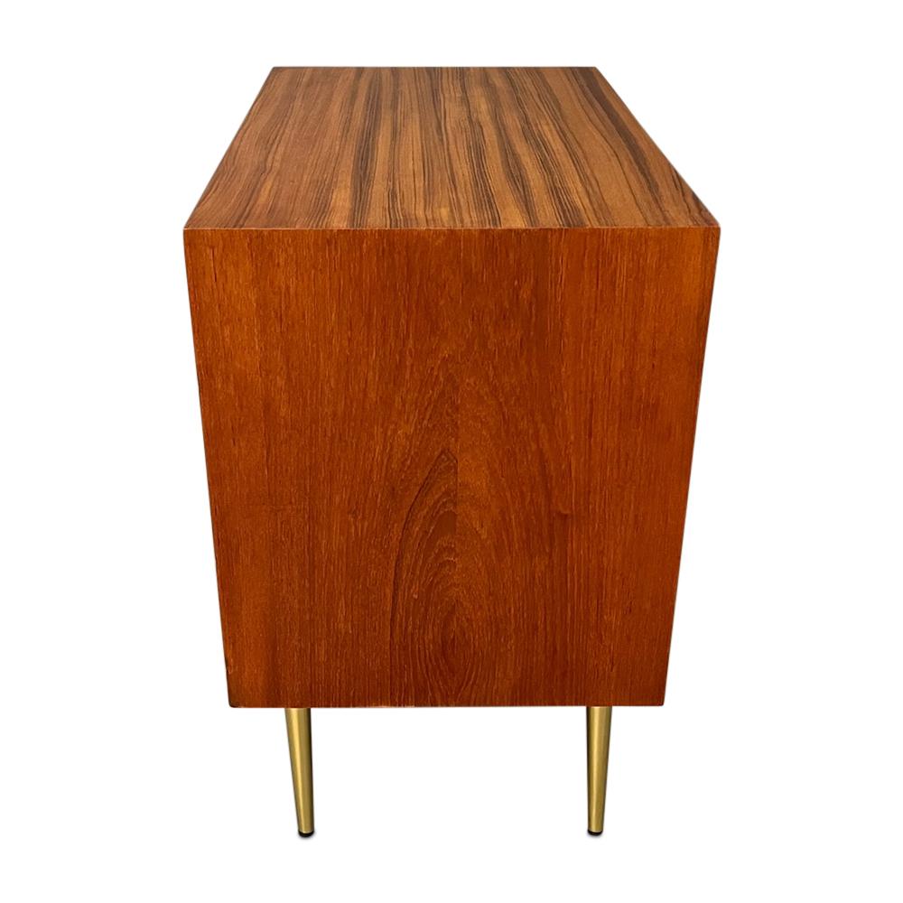 Mid-Century Curated Teak Cabinet with Two Open Doors and Brass Legs 1