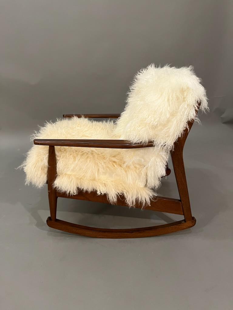 Mid-Century, Curated, Walnut Arm Rocker Lounge Chair 1960's circa In Excellent Condition In Hudson, NY