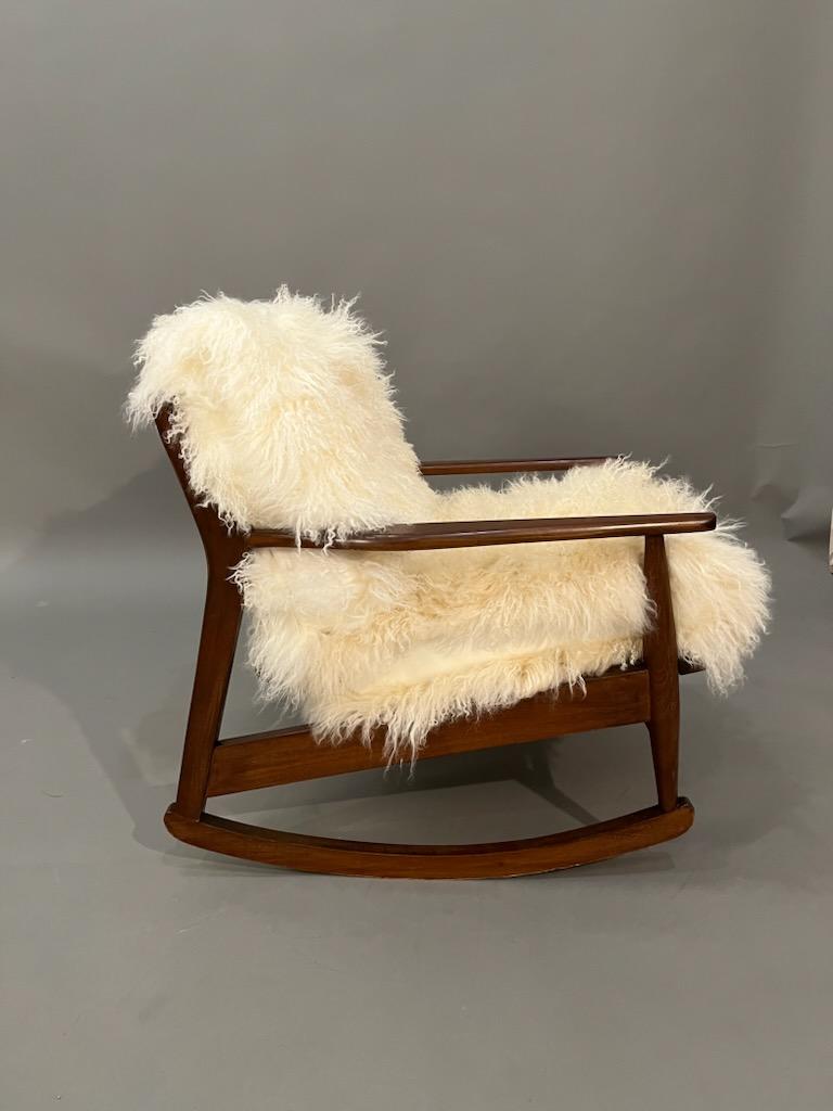 Fur Mid-Century, Curated, Walnut Arm Rocker Lounge Chair 1960's circa