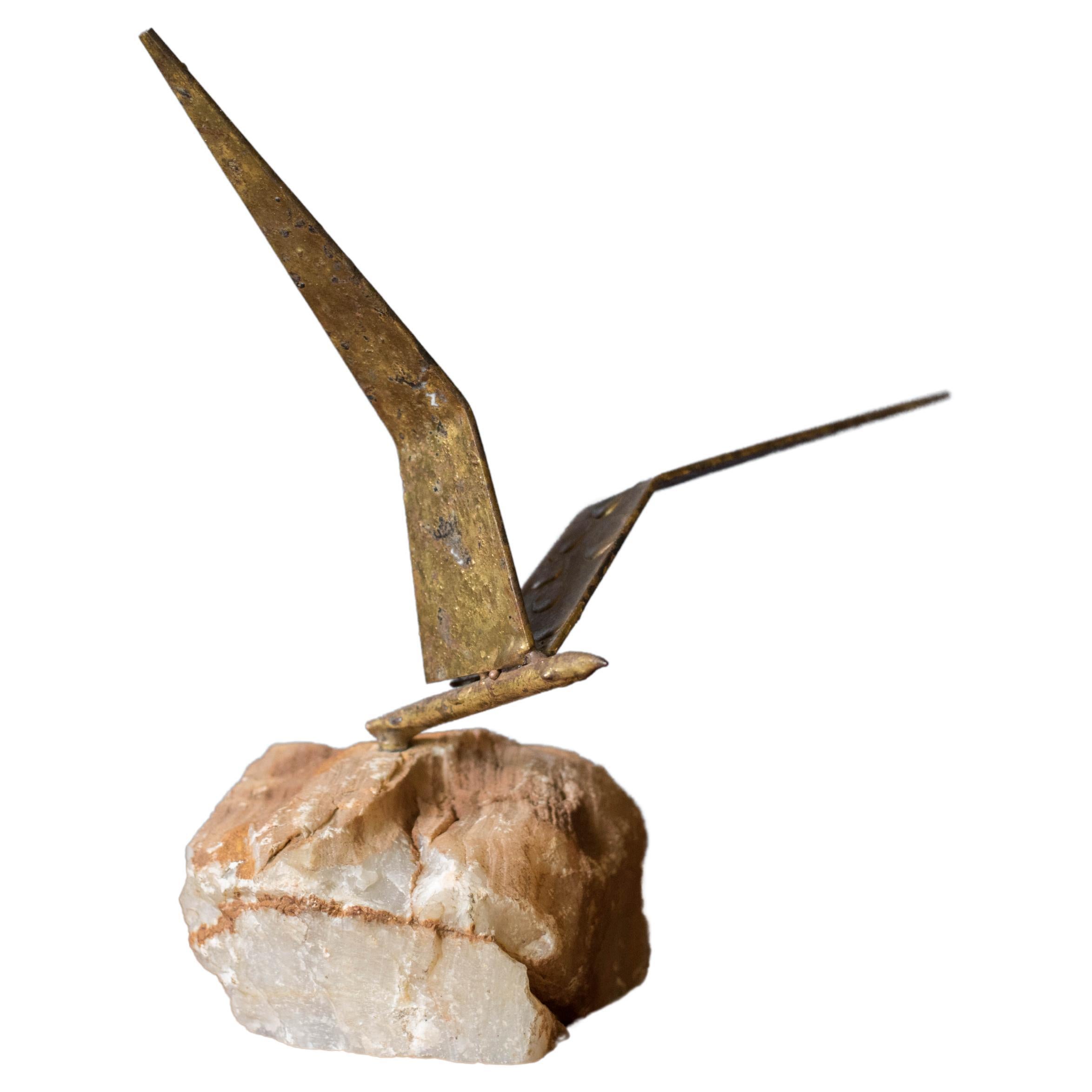 Midcentury Curtis Jere Bird in Flight Sculpture on Stone for Artisan House