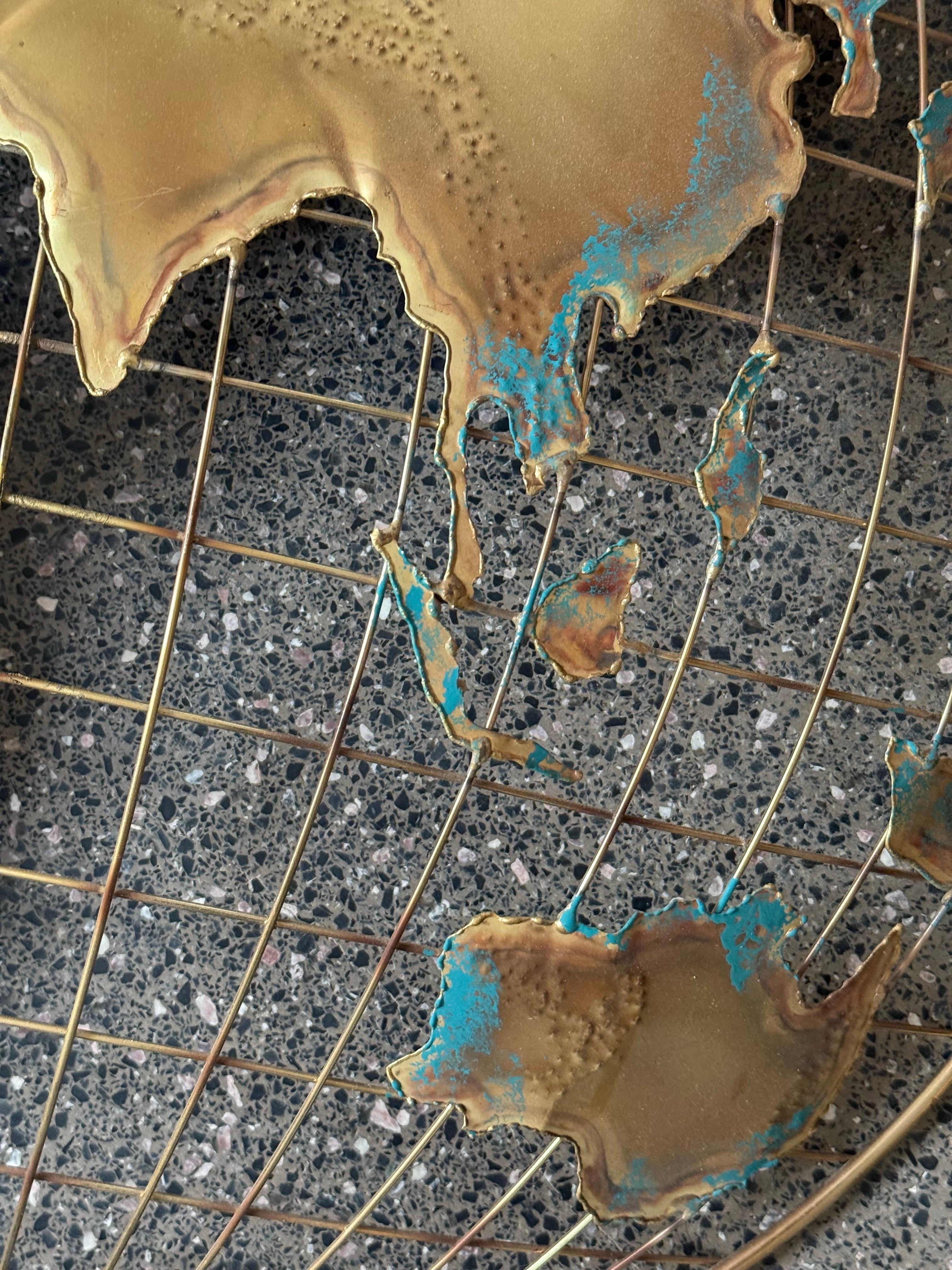 Mid-Century Curtis Jere Brass Map Wall Sculptures - a Pair For Sale 1