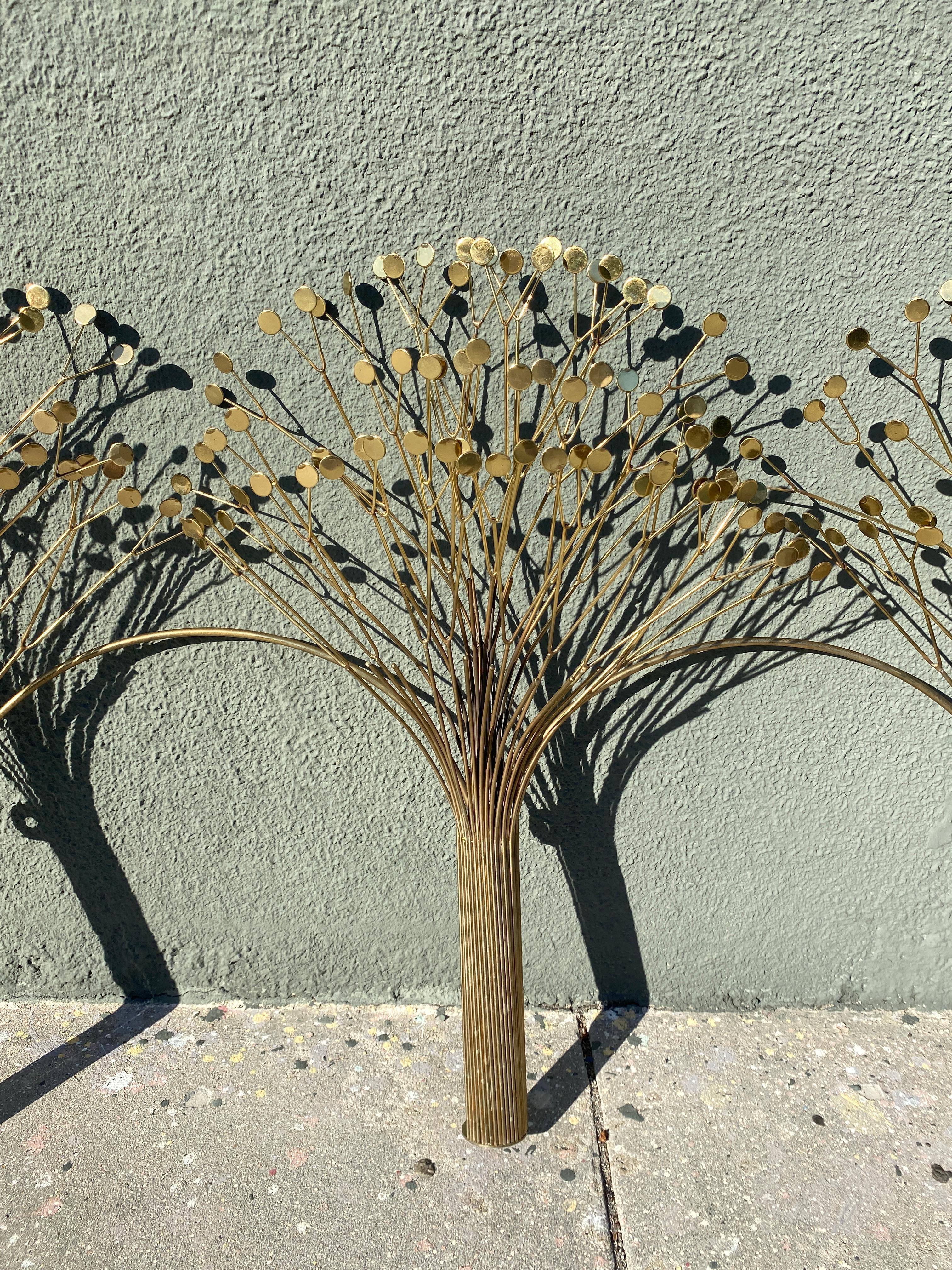 Brutalist Mid-Century Curtis Jere Brass Trees Sculpture, Signed For Sale