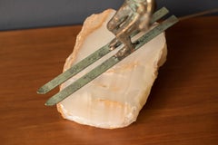 Mid Century Curtis Jere Bronze Skier Sculpture on Stone for Artisan House