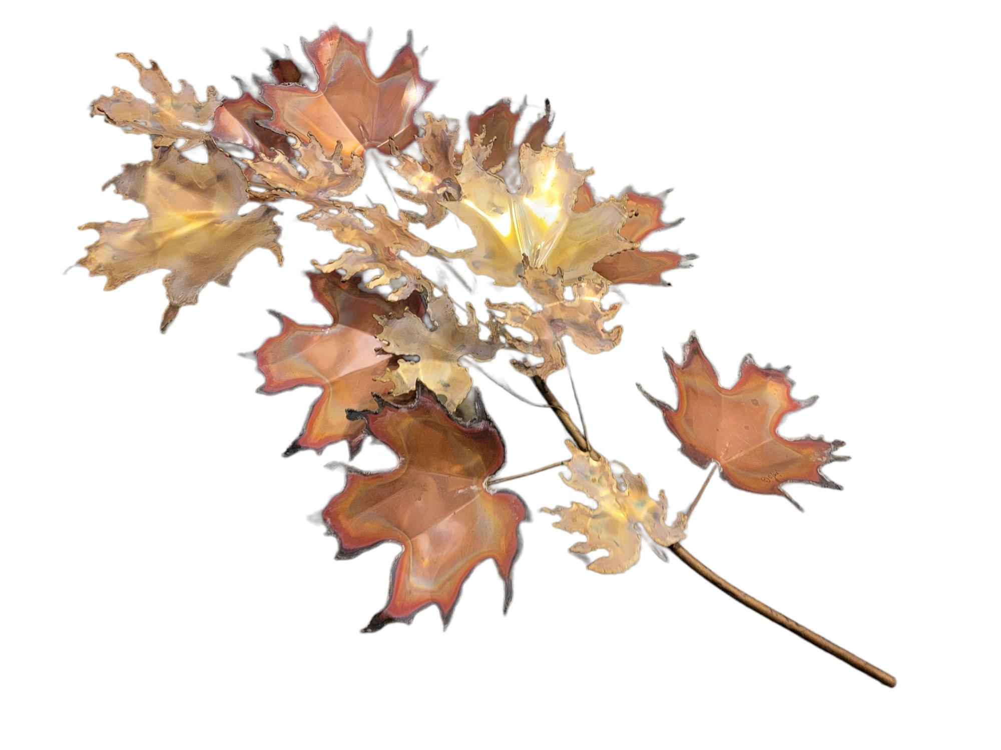 Mid Century Curtis Jere Kupfer Fall Leaf Branch (amerikanisch) im Angebot