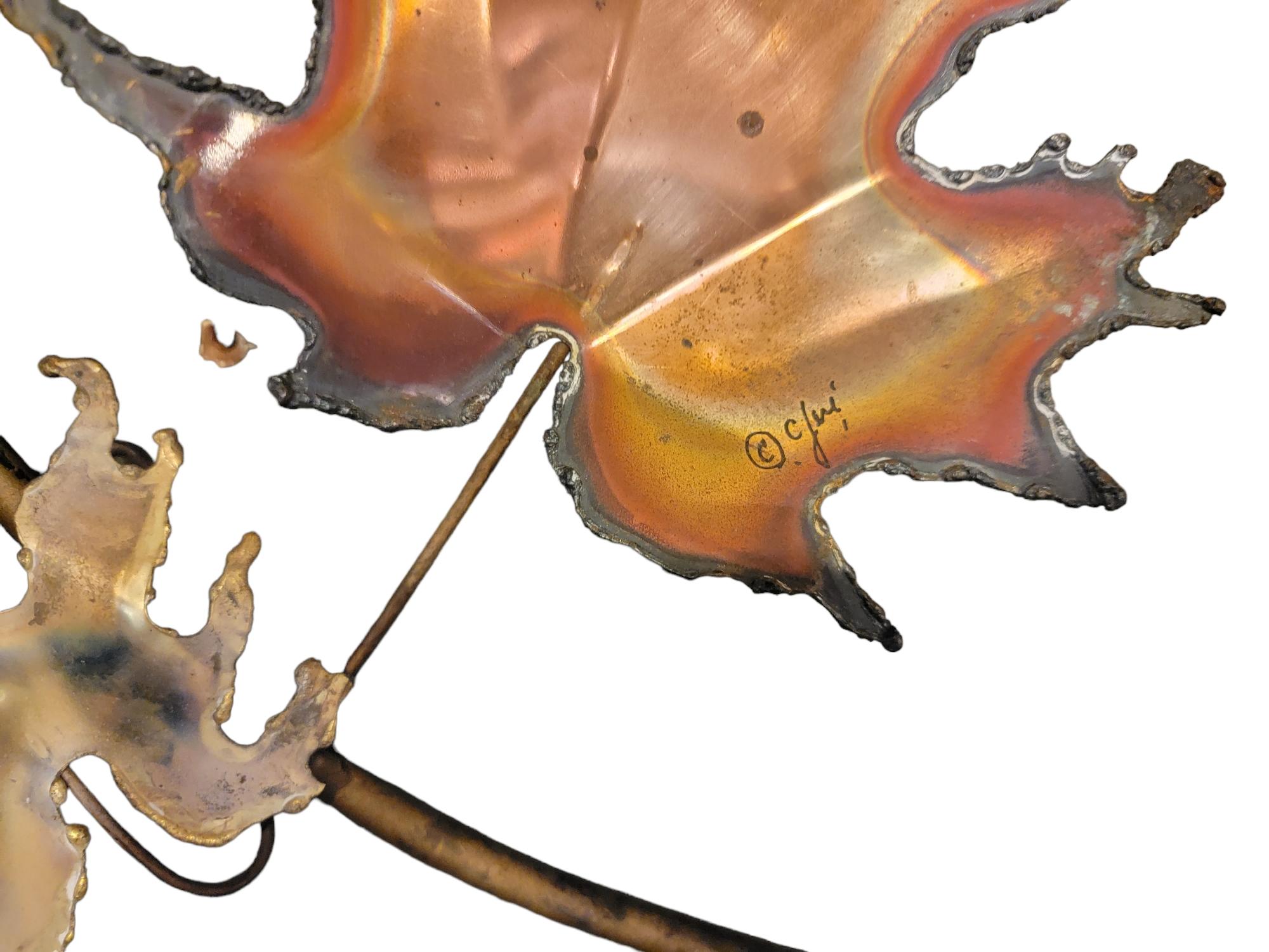 Mid-Century Curtis Jere Kupfer Fall Leaf Branch im Zustand „Gut“ im Angebot in Pasadena, CA