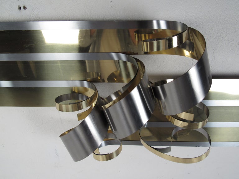 Midcentury Curtis Jere Metal Ribbon Wall Art For Sale At 1stdibs