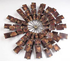 Mid-Century Curtis Jere Style Brutalist Metal Sunburst Art