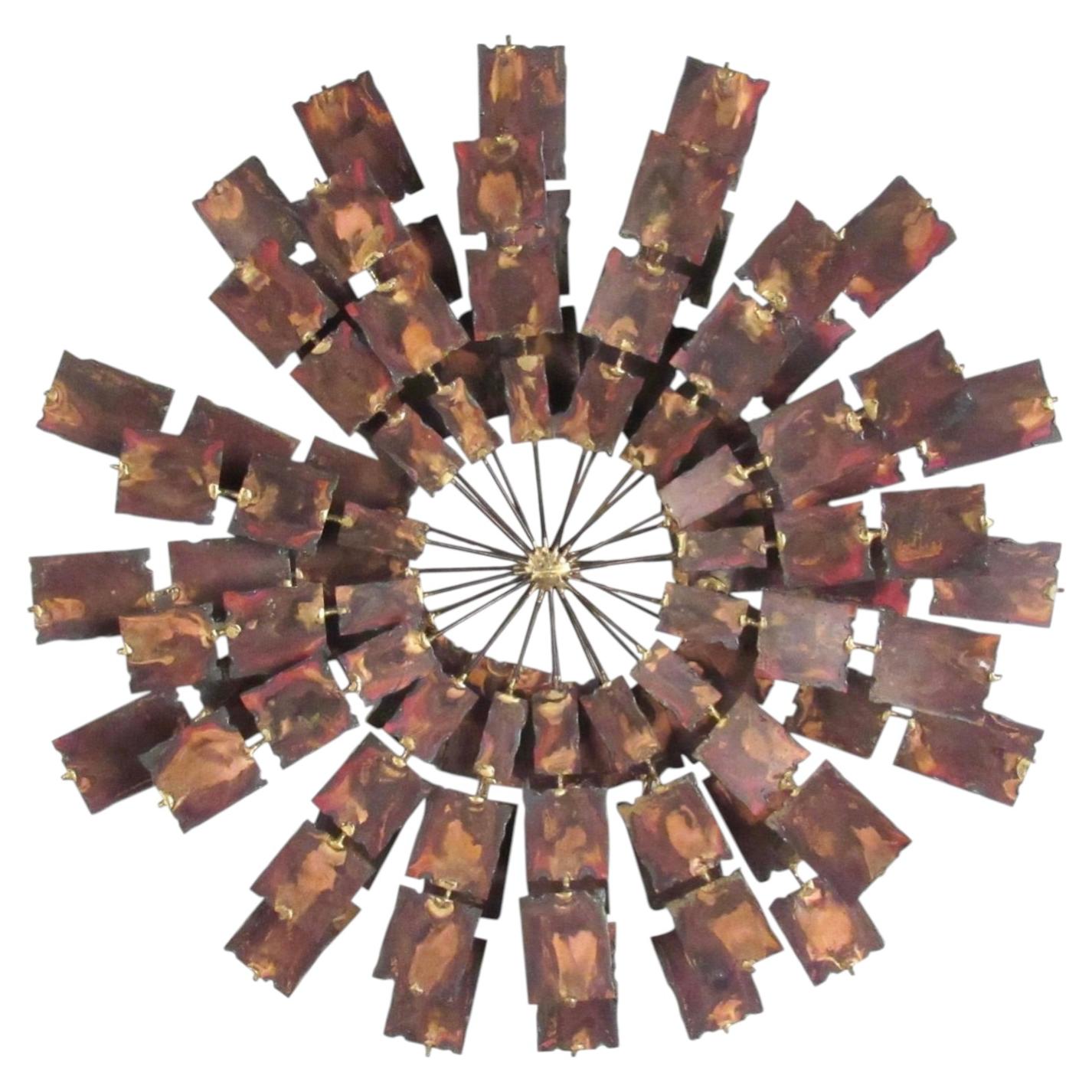 Mid-Century Curtis Jere Style Brutalist Metal Sunburst Art