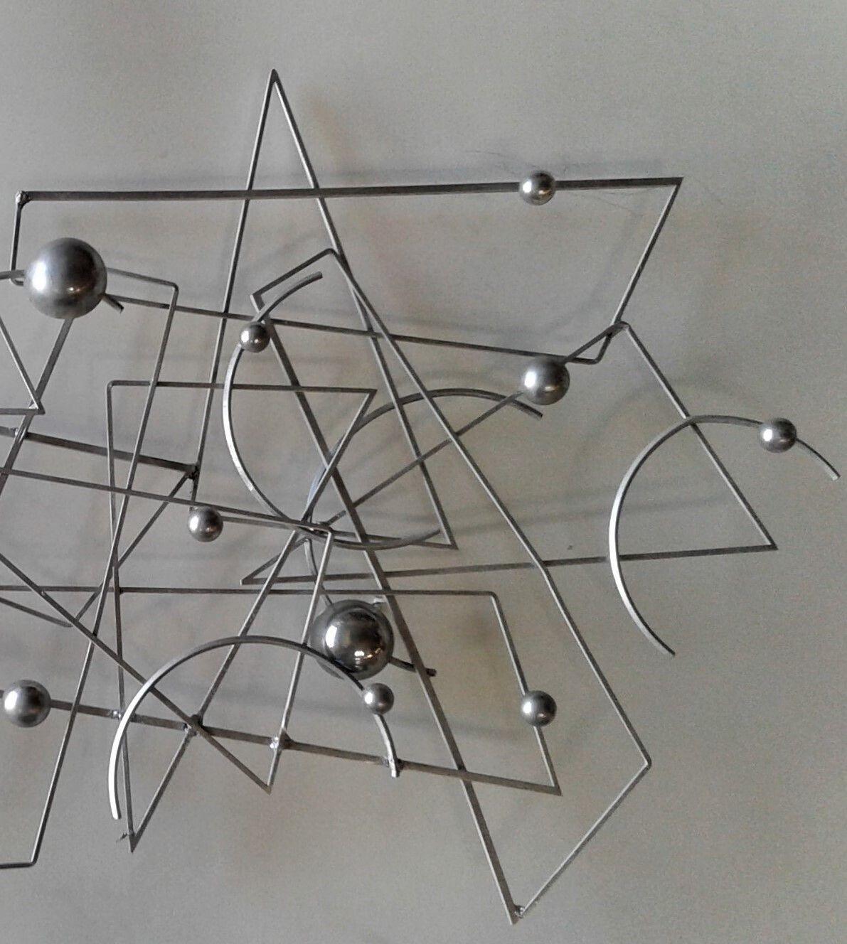 Mid Century Curtis Jere Style Large Wall Sculpture Abstract Geometric Brutalist In Good Condition For Sale In Van Nuys, CA