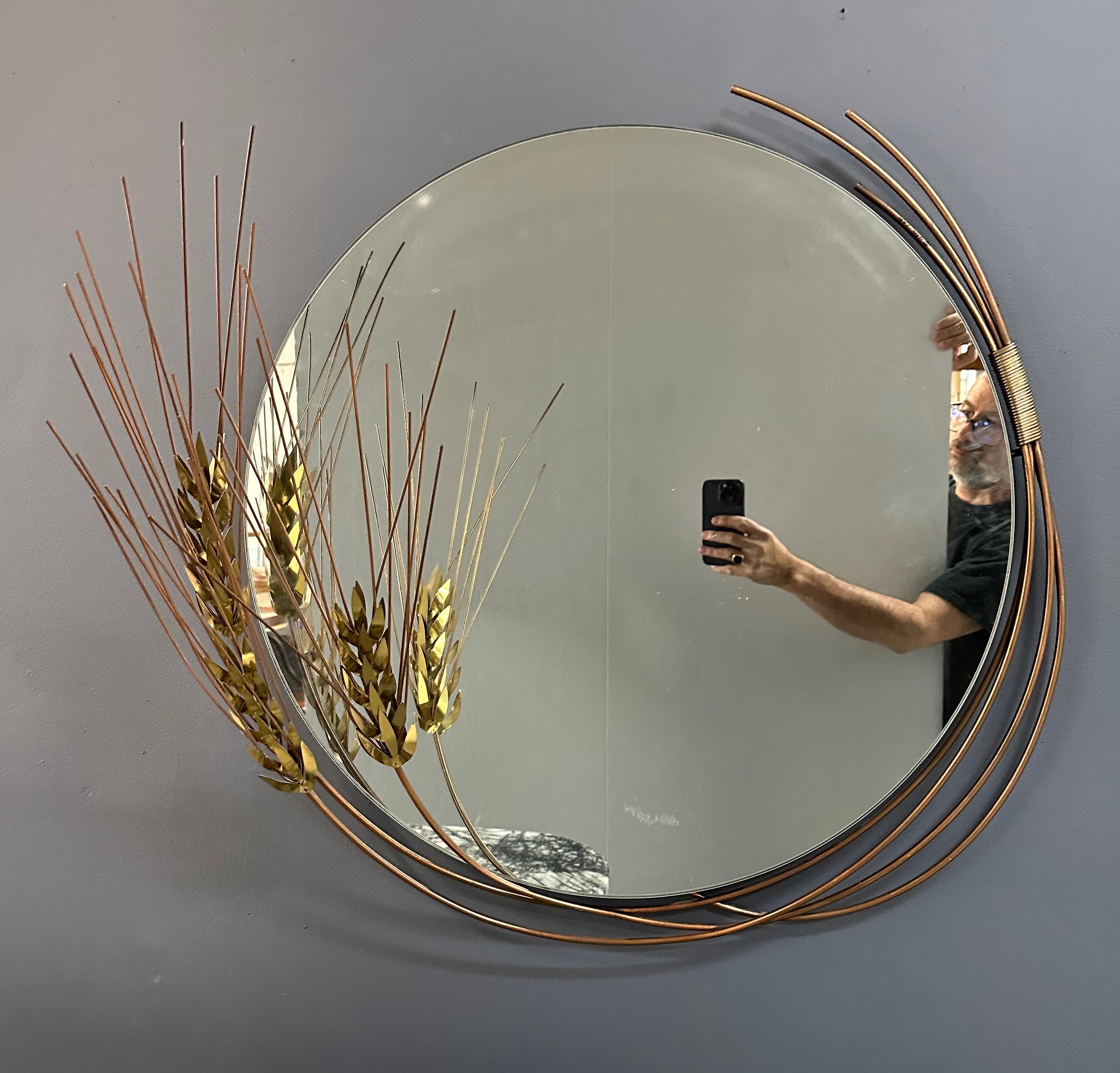 Miroir tige de blé du milieu du siècle dernier, signé Curtis Jere et daté de 1981 Bon état - En vente à Philadelphia, PA