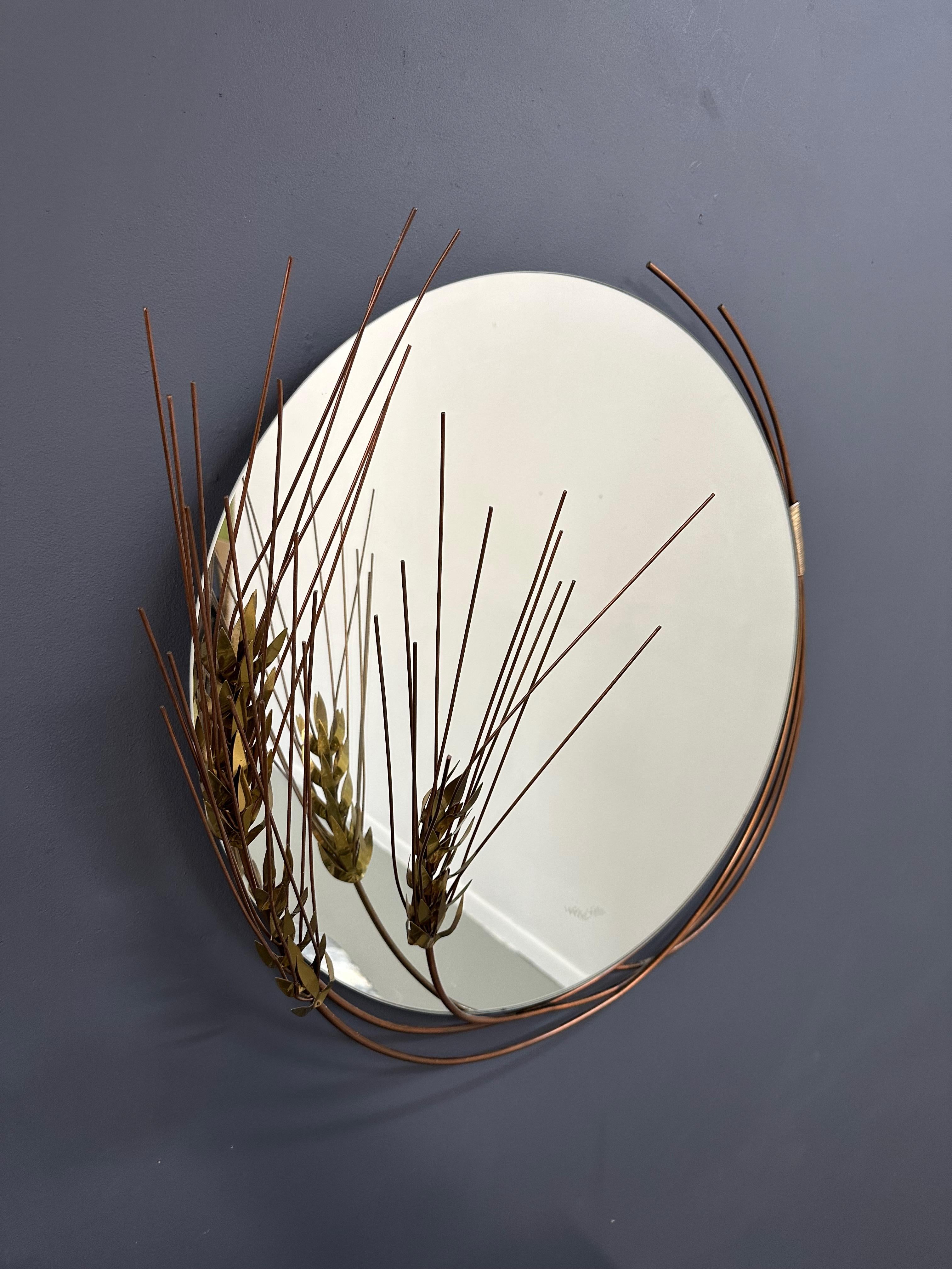 20ième siècle Miroir tige de blé du milieu du siècle dernier, signé Curtis Jere et daté de 1981 en vente