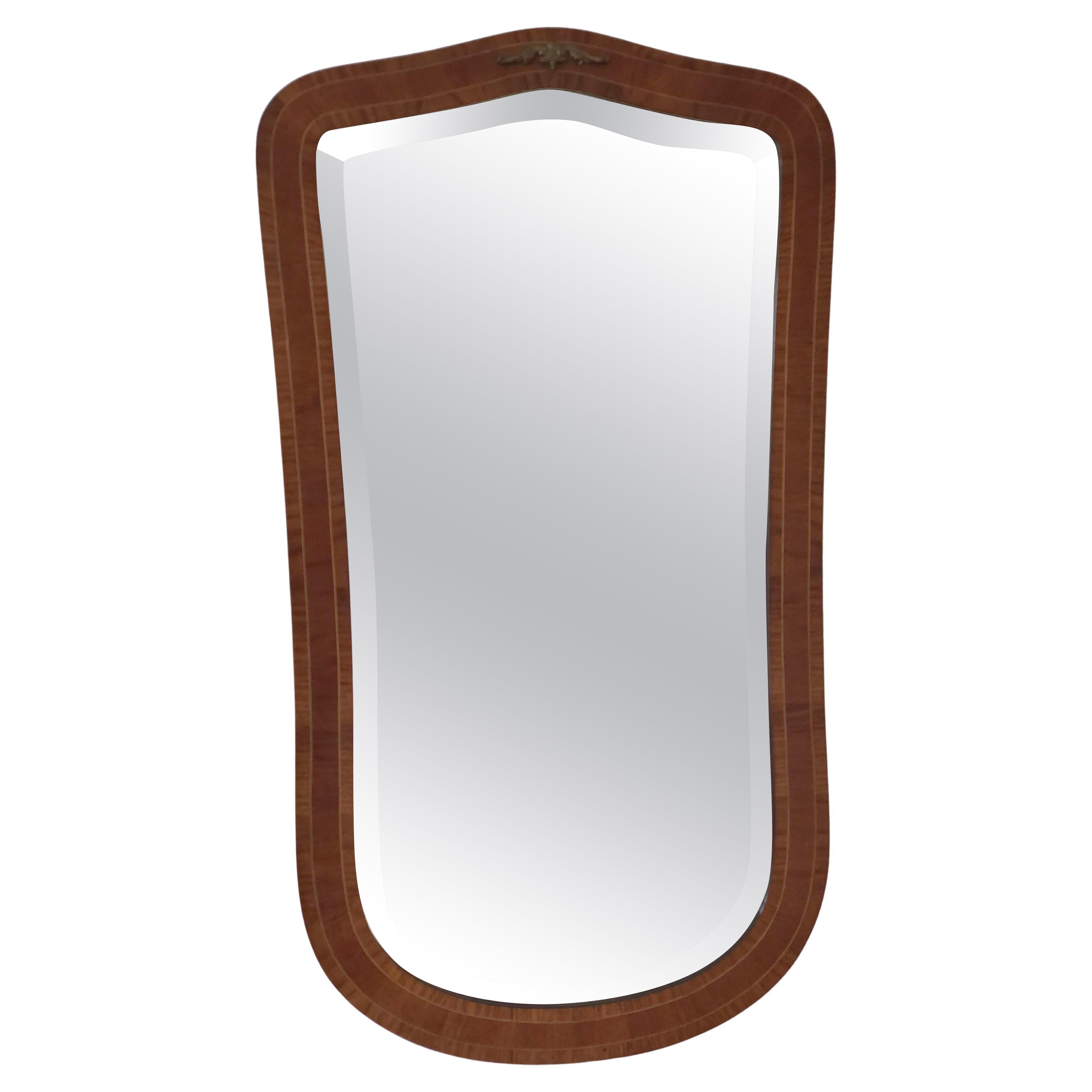 Mid-Century Curved Bevelled Mirror with Mahogany Veneer Denmark For Sale