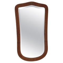 Mid-Century Curved Bevelled Mirror with Mahogany Veneer Denmark