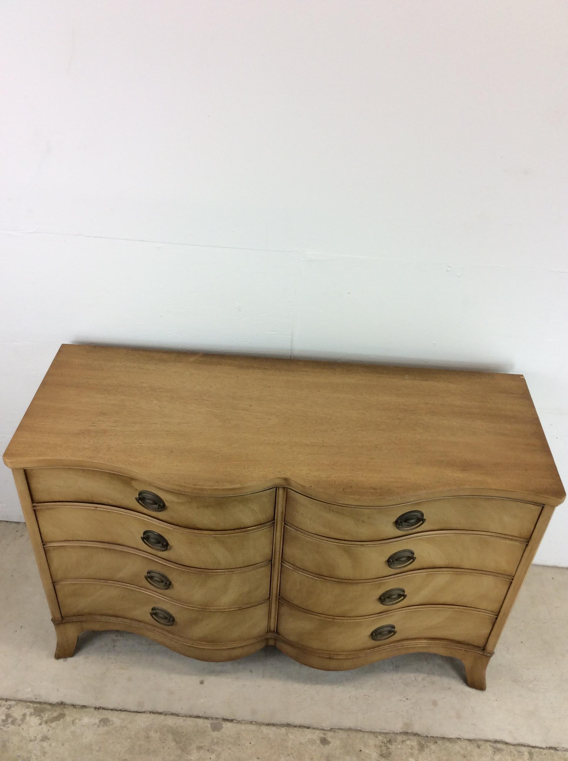 Mid Century Curved Front 8 Drawer Dresser by Drexel For Sale 2