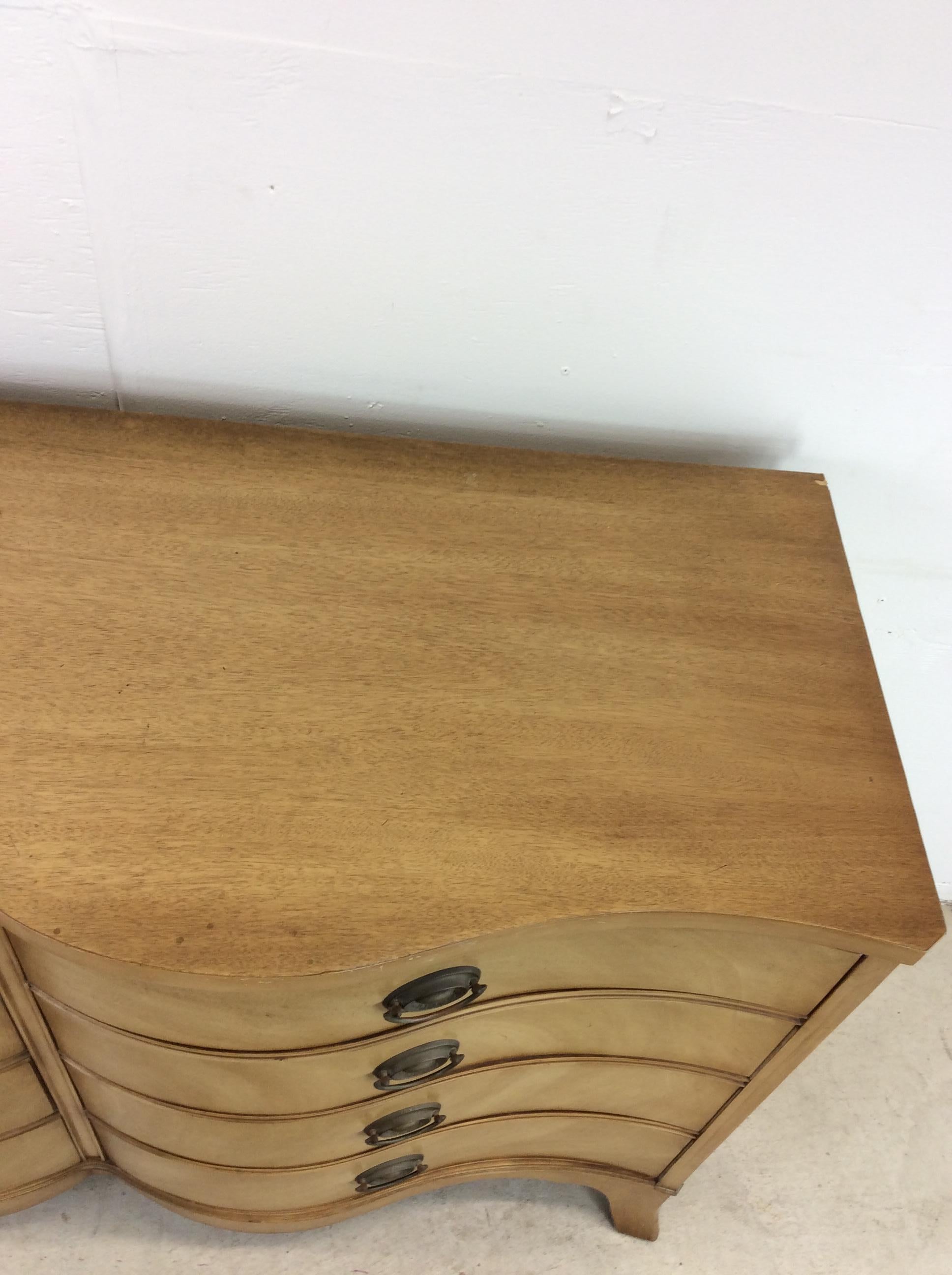 Mid Century Curved Front 8 Drawer Dresser by Drexel For Sale 3
