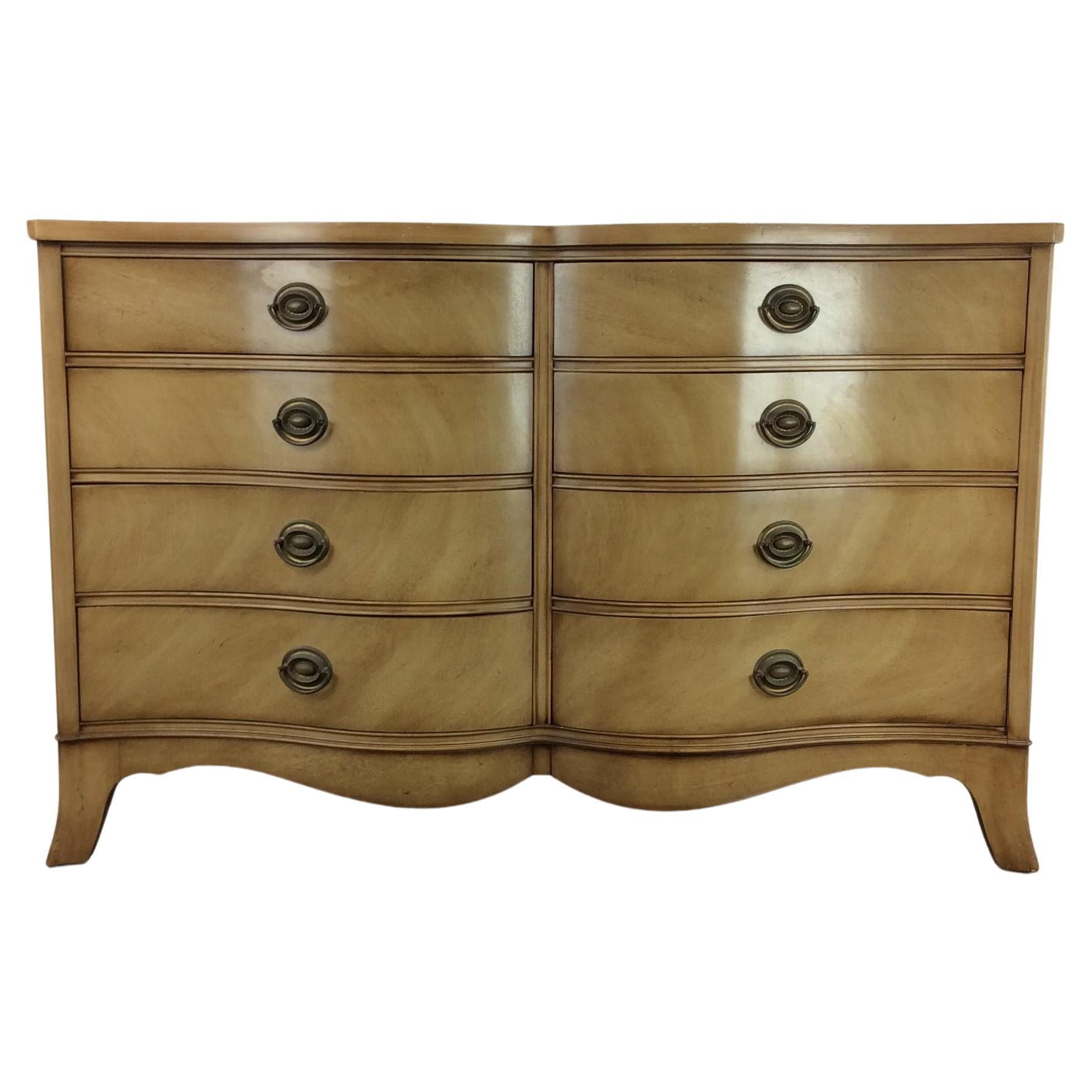 Mid Century Curved Front 8 Drawer Dresser by Drexel For Sale