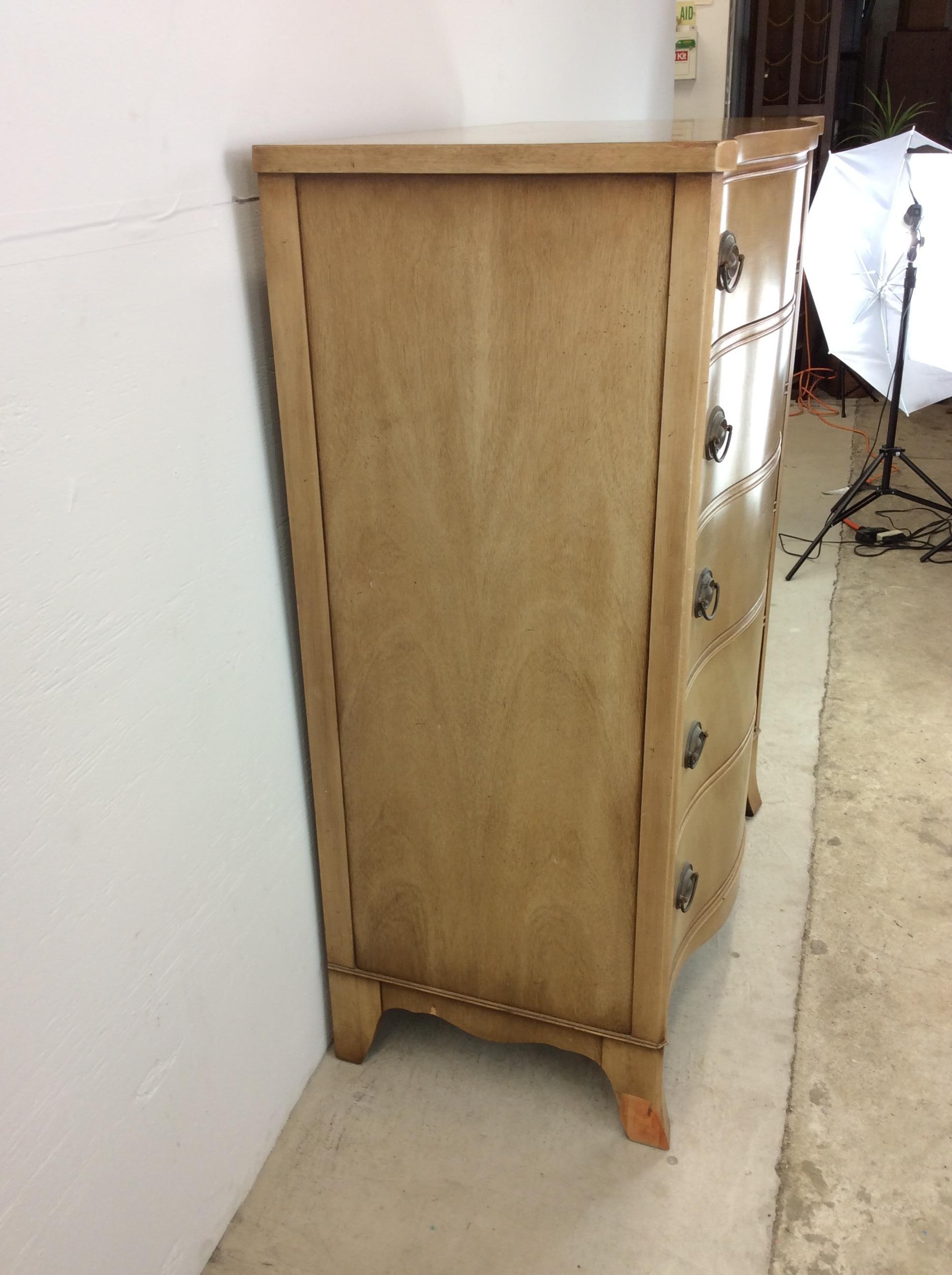 20th Century Mid Century Curved Front Highboy Dresser by Drexel For Sale