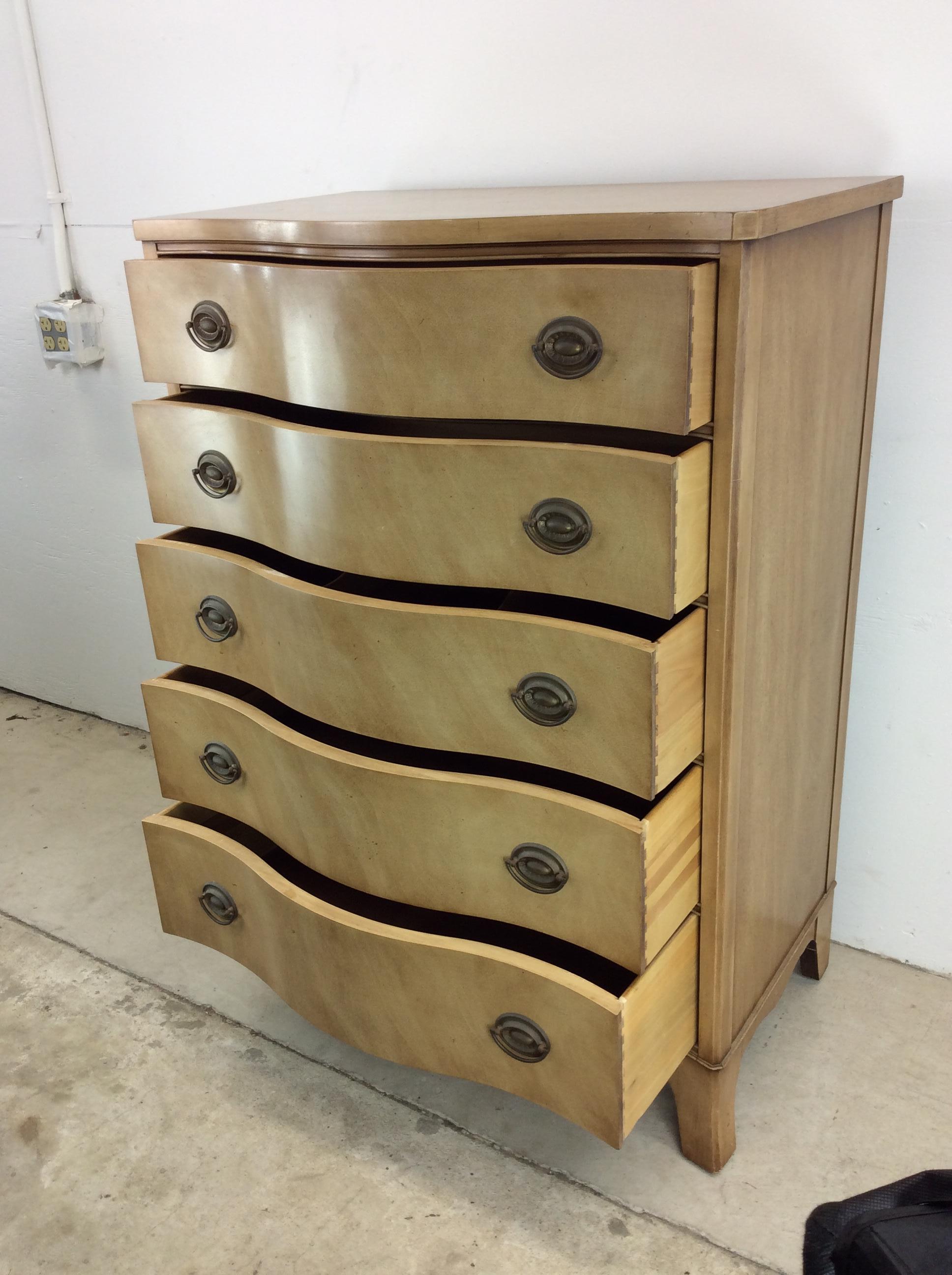 Mid Century Curved Front Highboy Dresser by Drexel For Sale 8