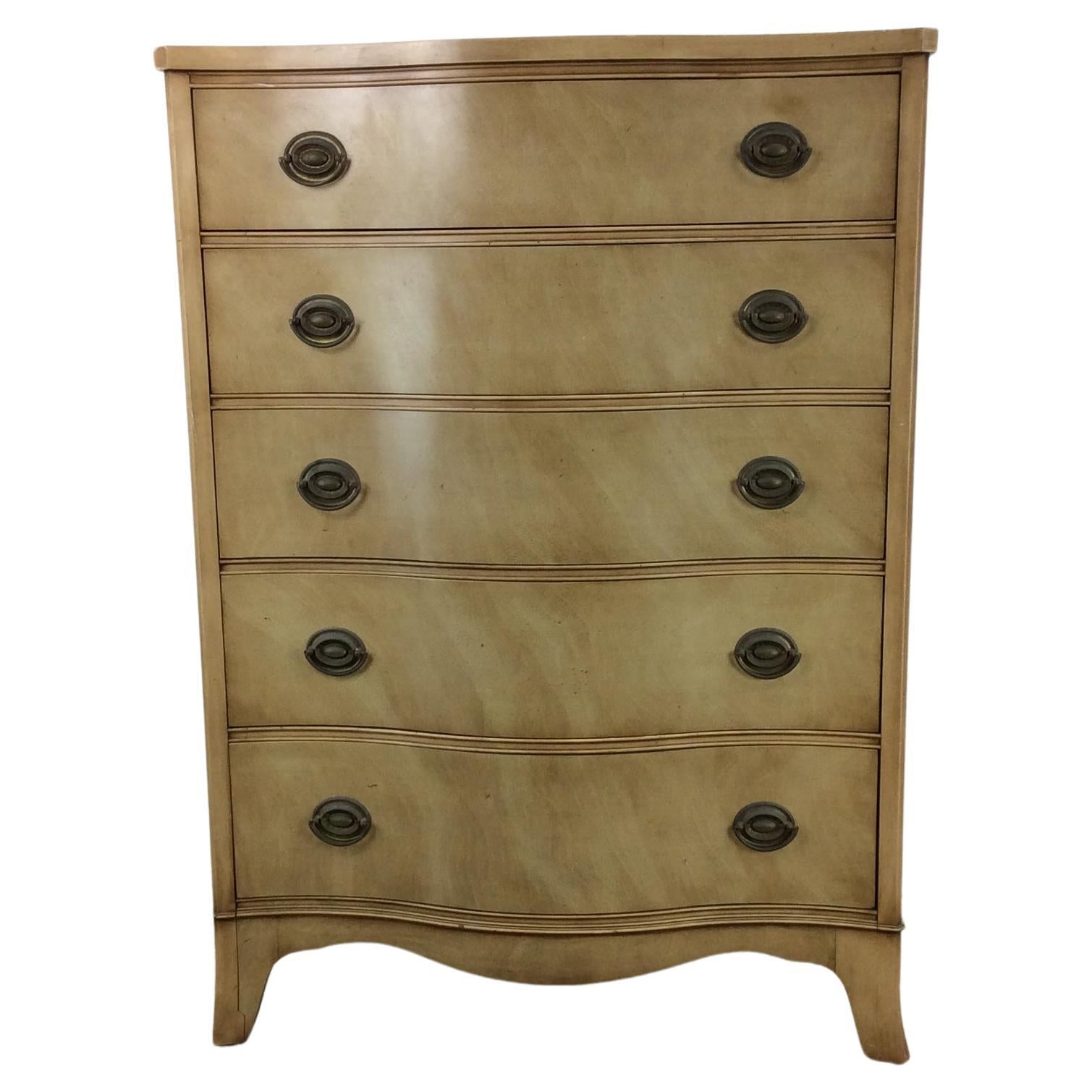 Mid Century Curved Front Highboy Dresser by Drexel For Sale