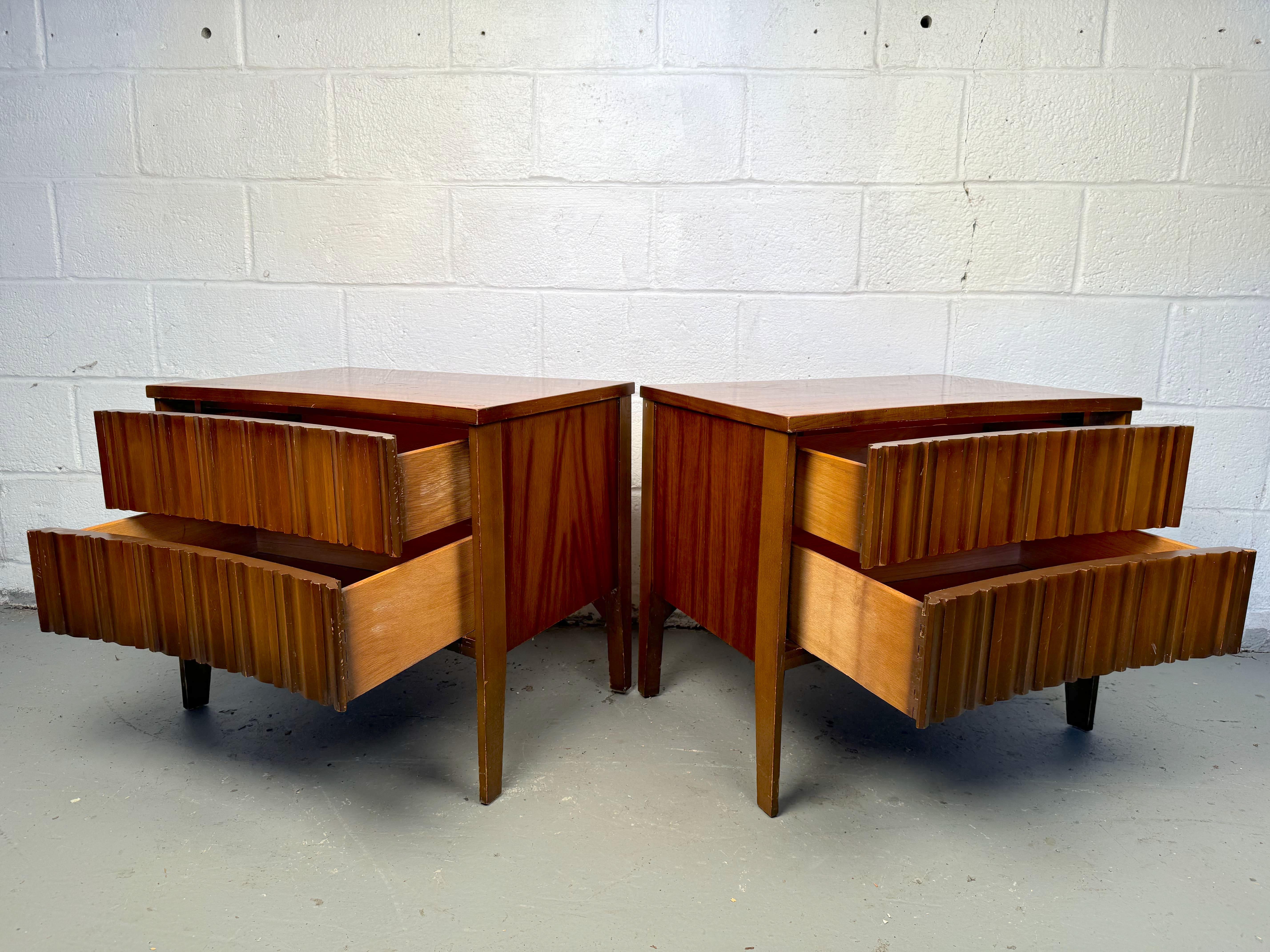 20th Century Mid-Century Curved Front Night Stands For Sale