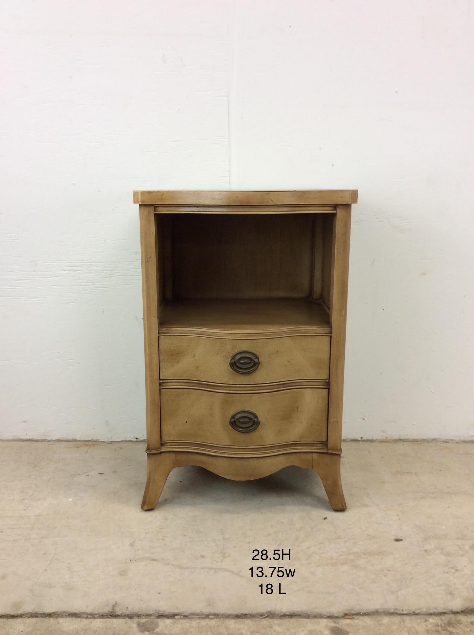 Mid Century Curved Front Two Drawer Nightstand by Drexel For Sale 8