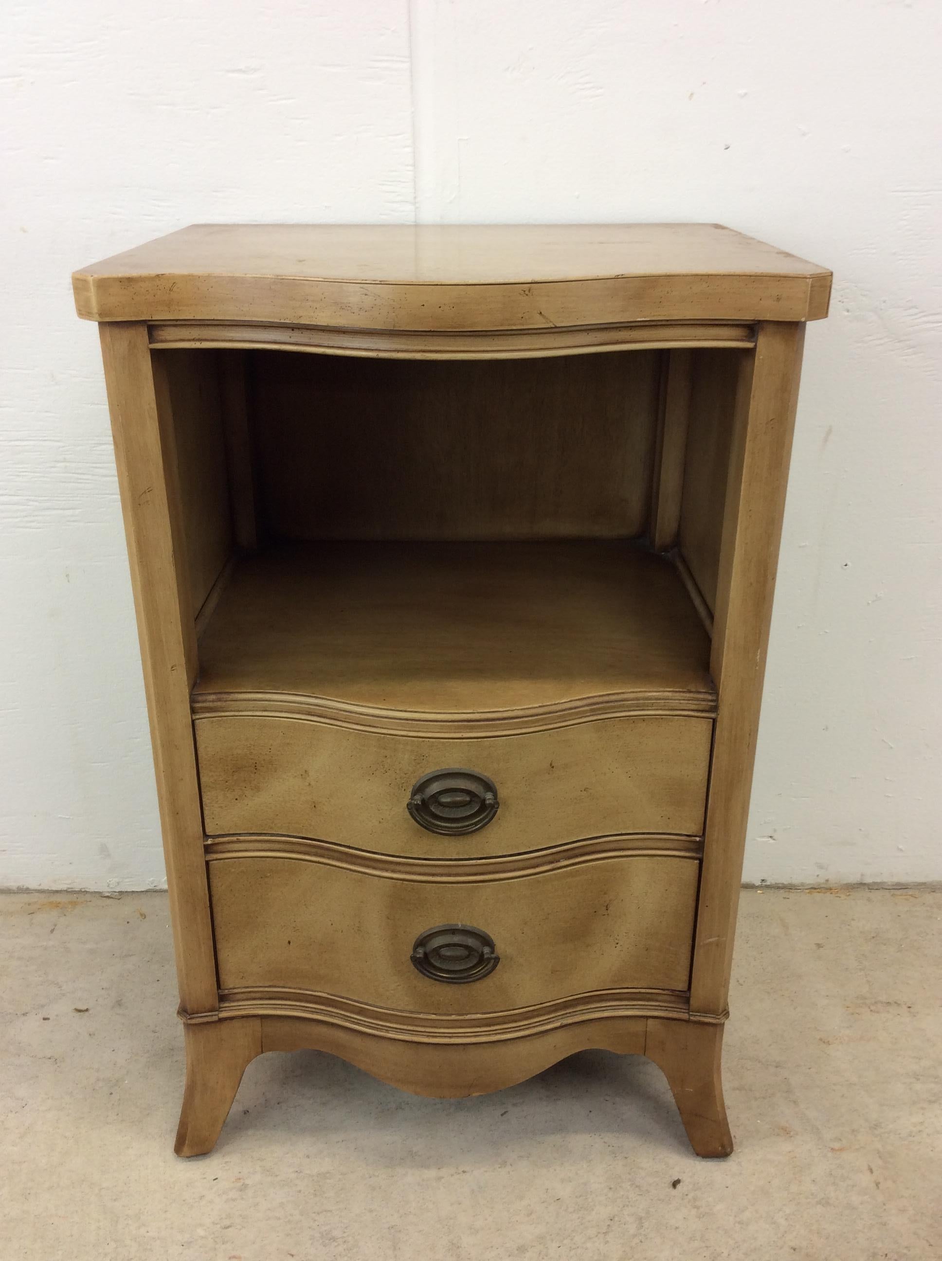 drexel 1 drawer curved side table