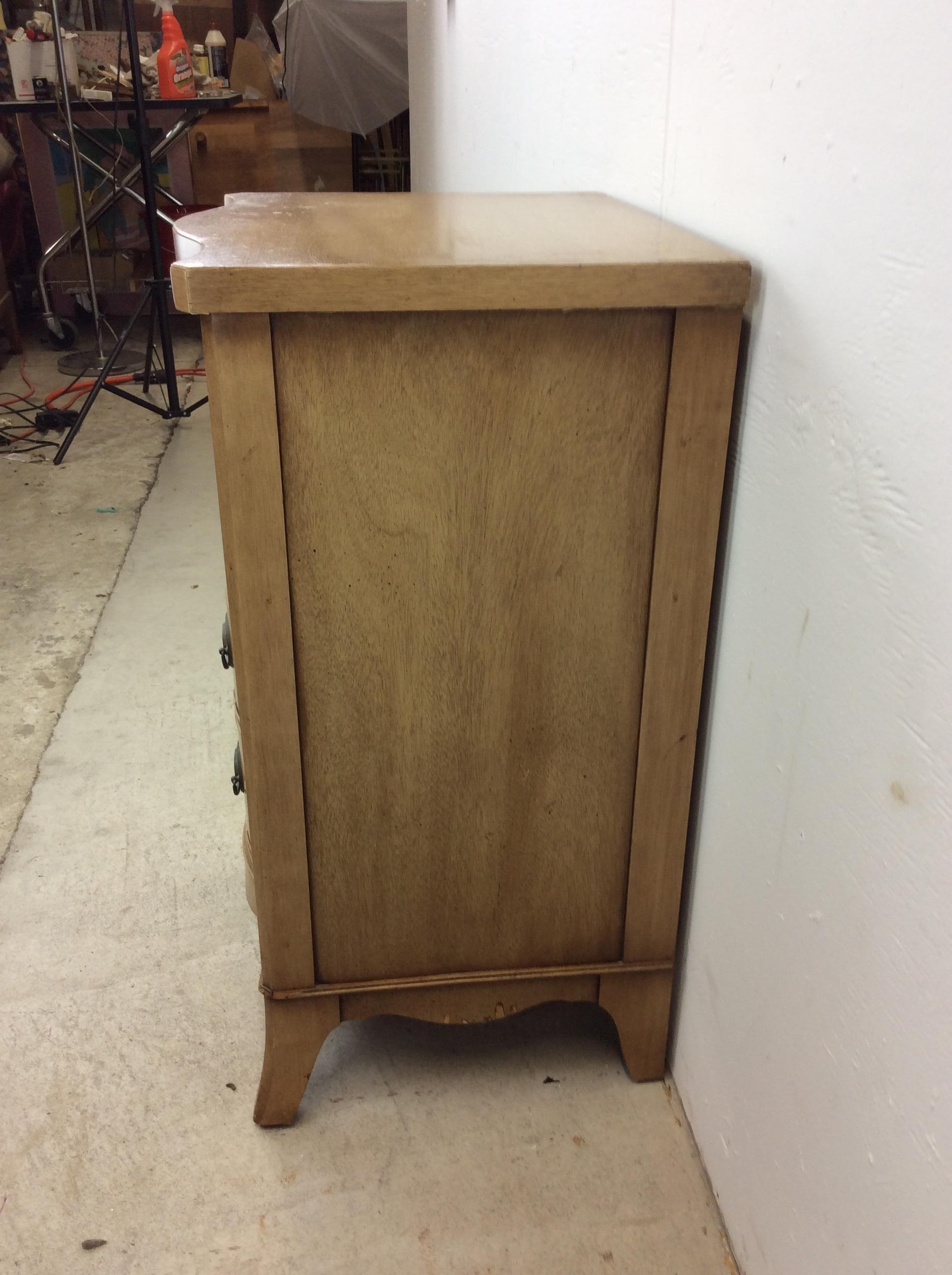 American Mid Century Curved Front Two Drawer Nightstand by Drexel For Sale
