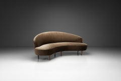 Mid-Century Curved Italian Sofa Upholstered in Mohair, Italy ca 1950s