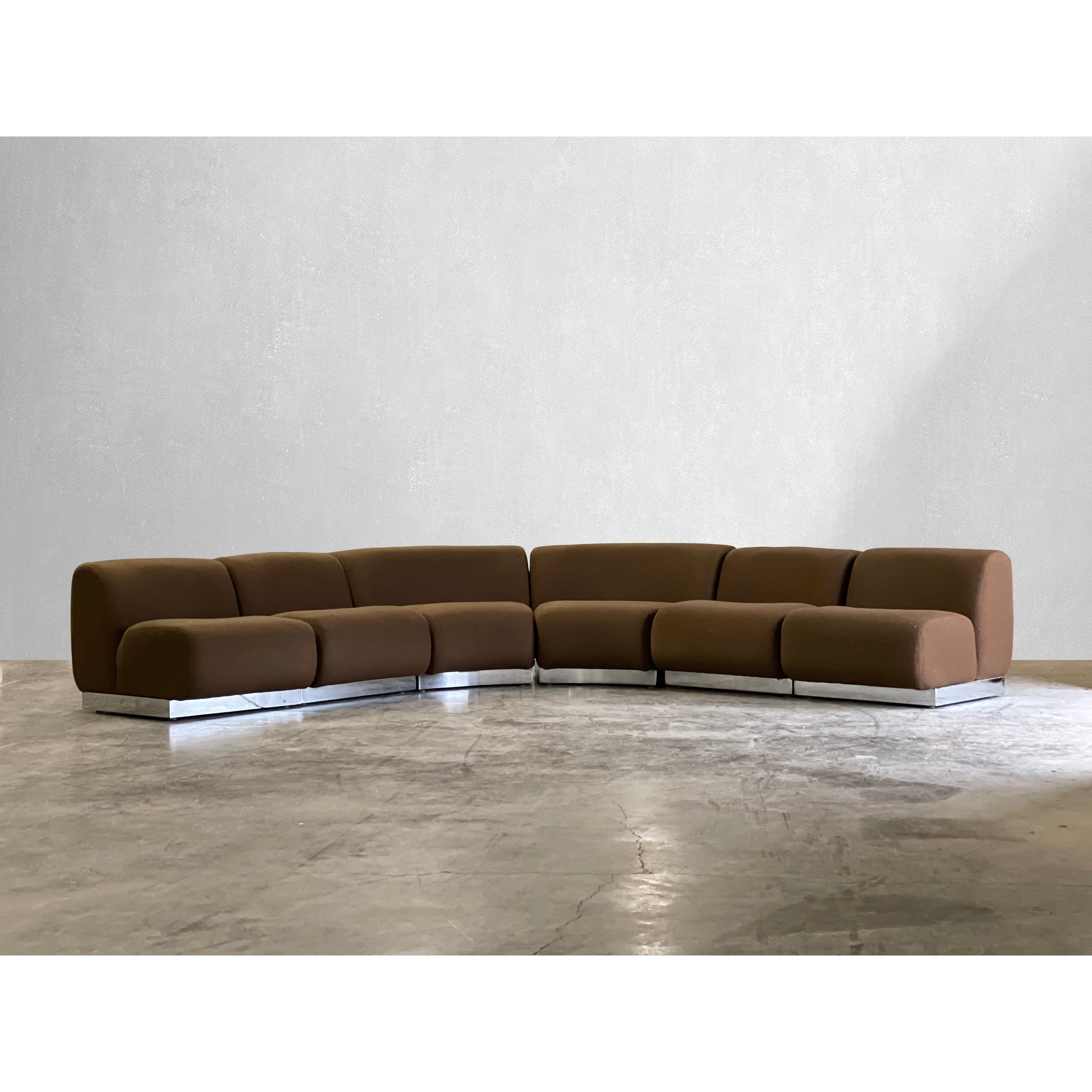 Midcentury Curved Modular Sectional with Chrome Base at 1stDibs