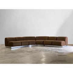 Midcentury Curved Modular Sectional with Chrome Base