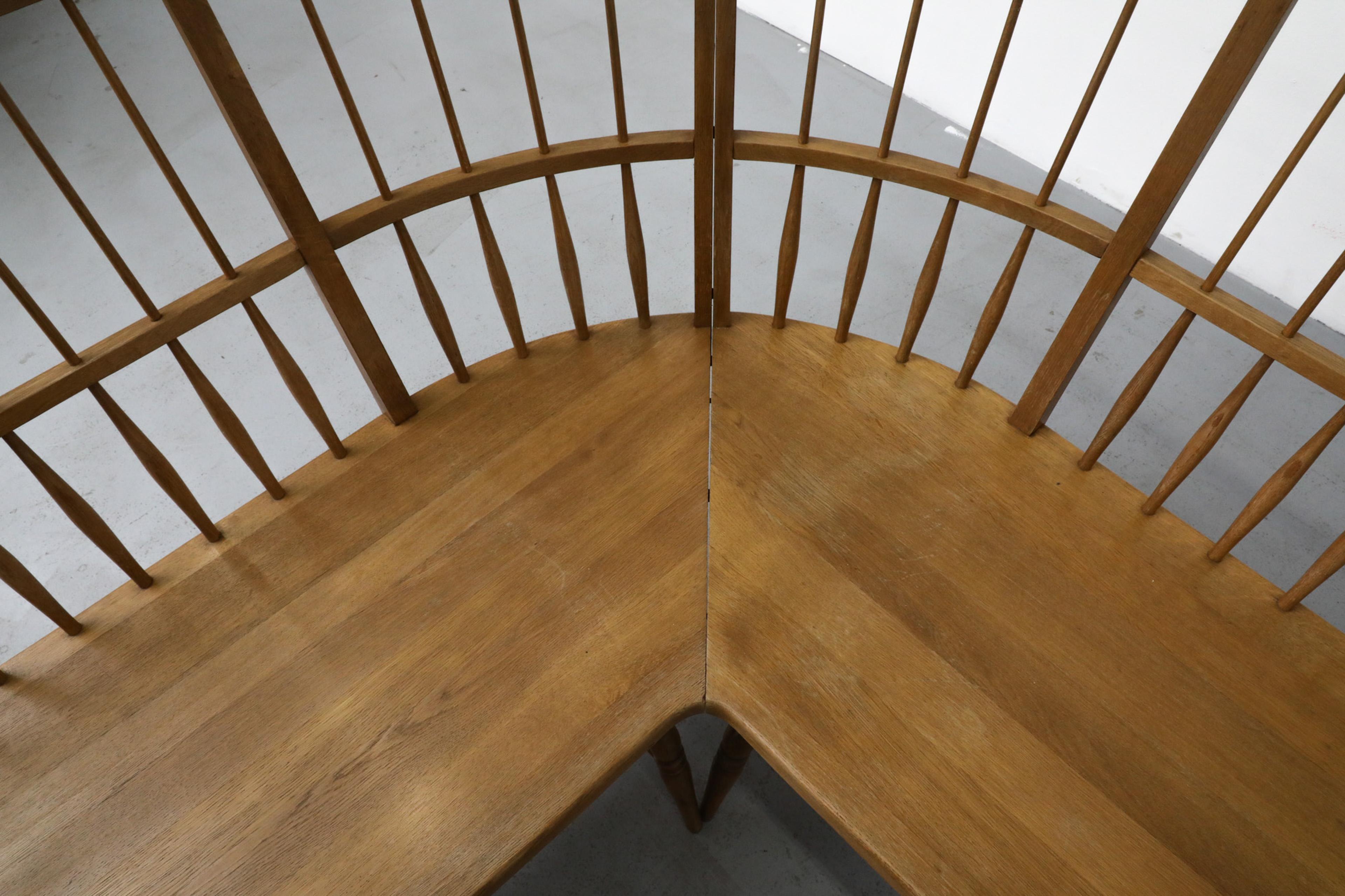 Mid-Century Curved Oak Greaves and Thomas Inspired Windsor Corner Bench 14
