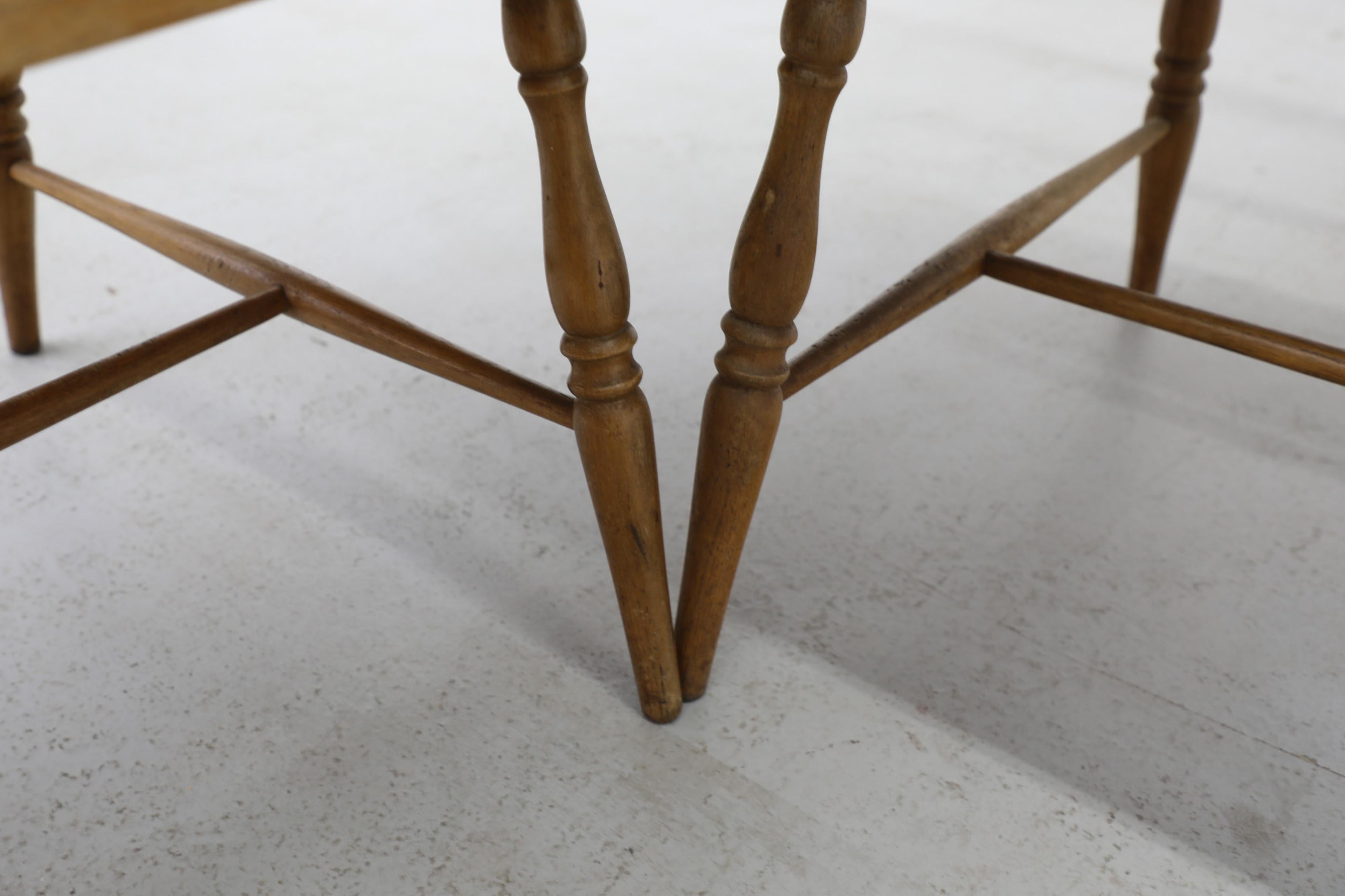 Mid-Century Curved Oak Greaves and Thomas Inspired Windsor Corner Bench 15