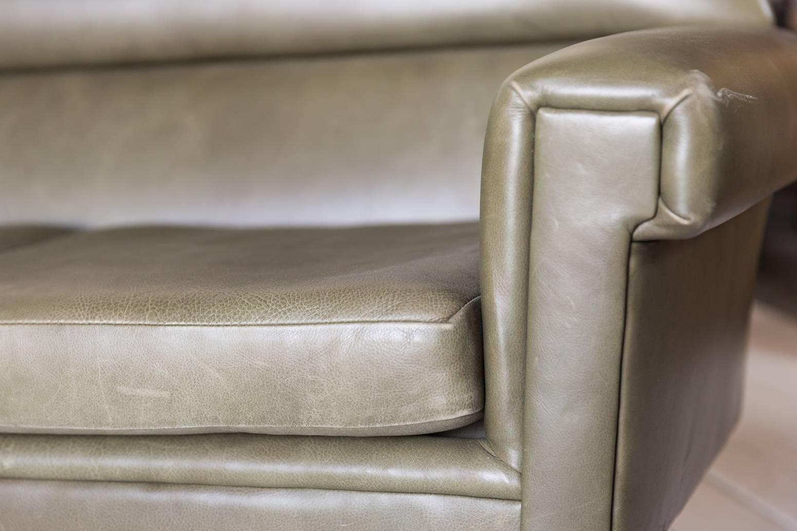 Midcentury Curved Olive Green Leather Sofa at 1stDibs olive leather sofa, green leather sofas