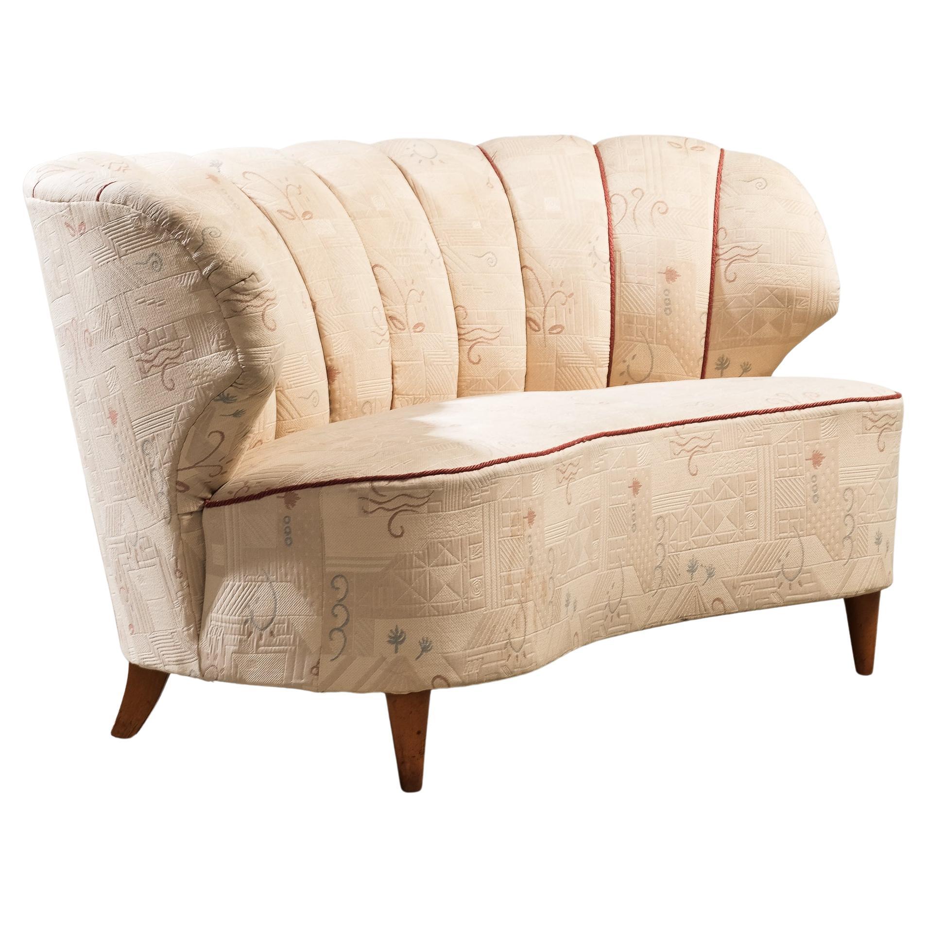 Mid-Century Curved Sofa by Carl-Johan Boman for Boman Oy, Finland, 1940s