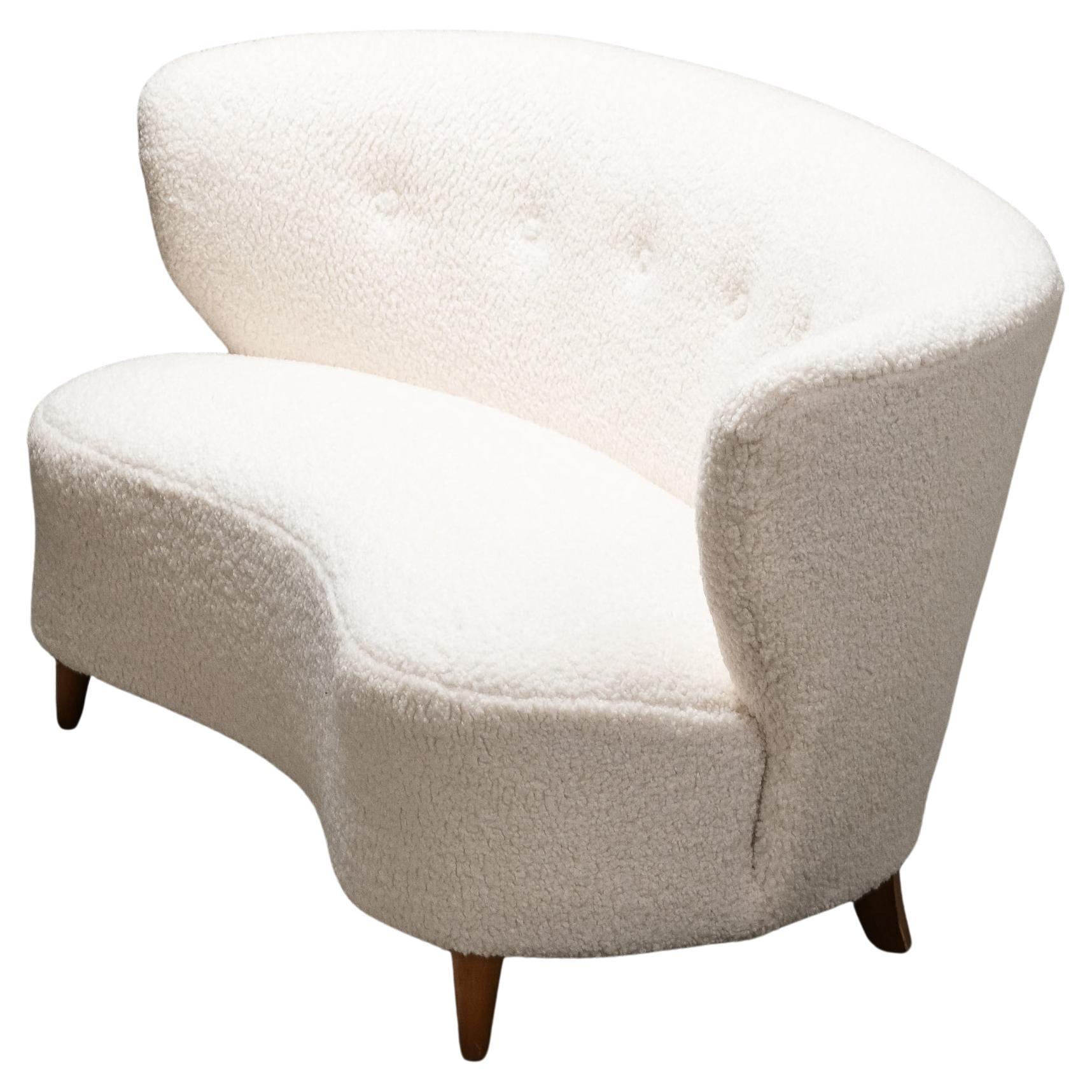 Mid-Century Curved Sofa by Carl-Johan Boman for Boman Oy, Finland, 1940s
