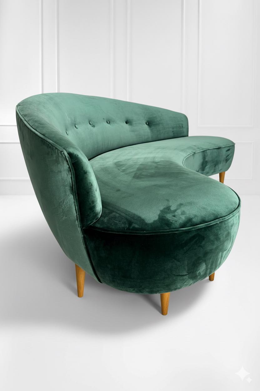 italien Mid-century curved sofa in the style of Federico Munari (Dedar fabric), Italy en vente
