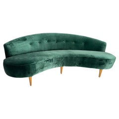 Mid-century curved sofa in the style of Federico Munari (Dedar fabric), Italy