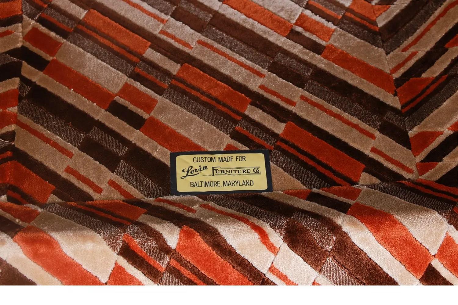 Mid Century Curved Sofa Milo Baughman Jack Lenor Larsen Style For Sale 5