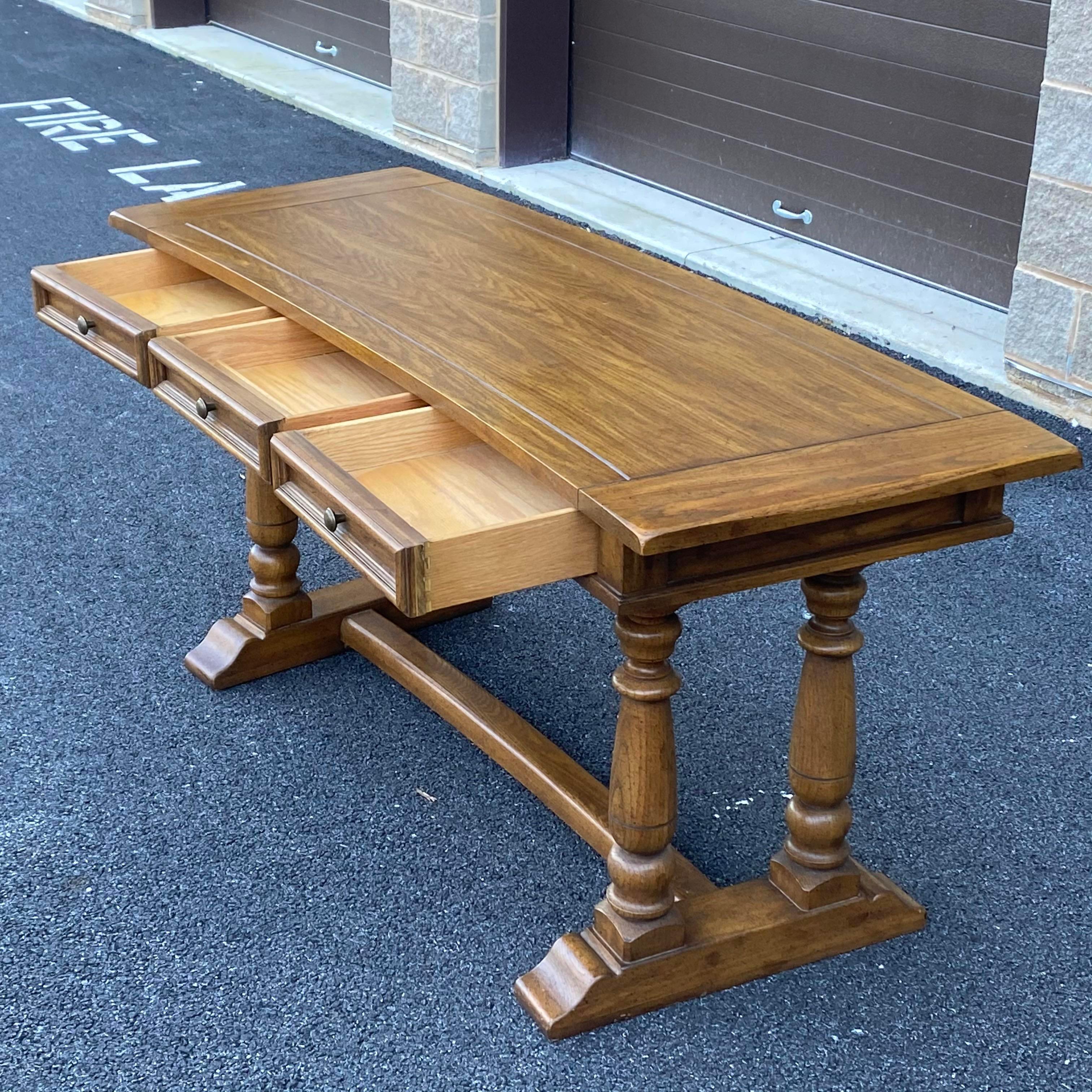 Hand-Crafted Mid-Century Curved Trestle Base Writing Desk from J.B. Van Sciver