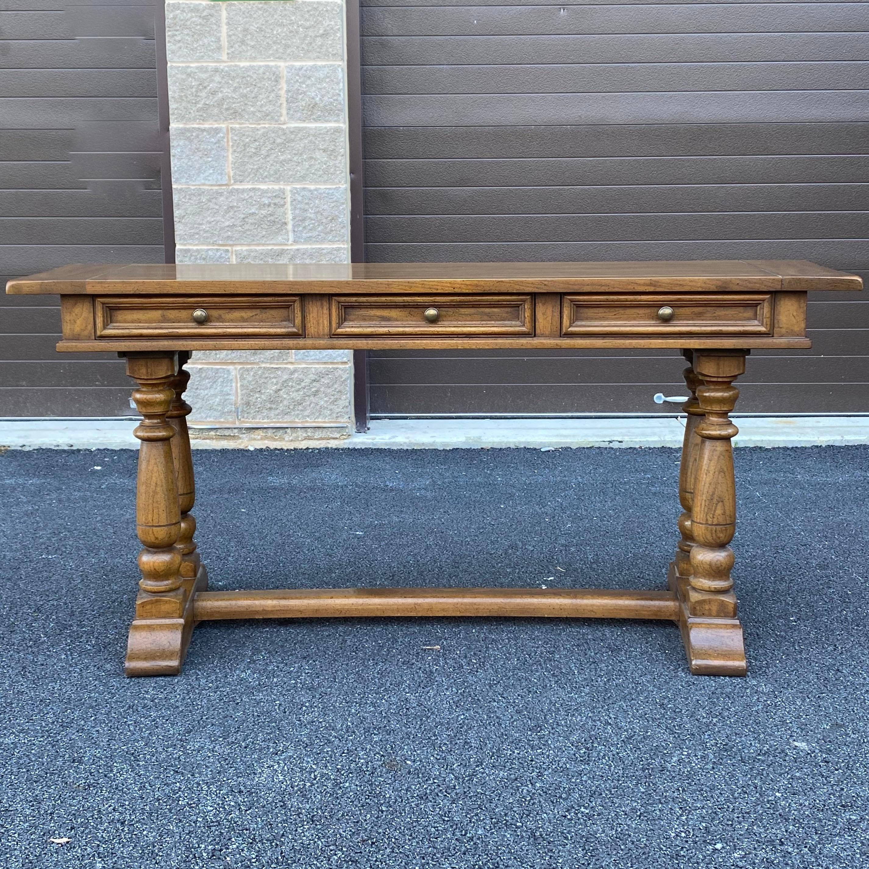 Wood Mid-Century Curved Trestle Base Writing Desk from J.B. Van Sciver