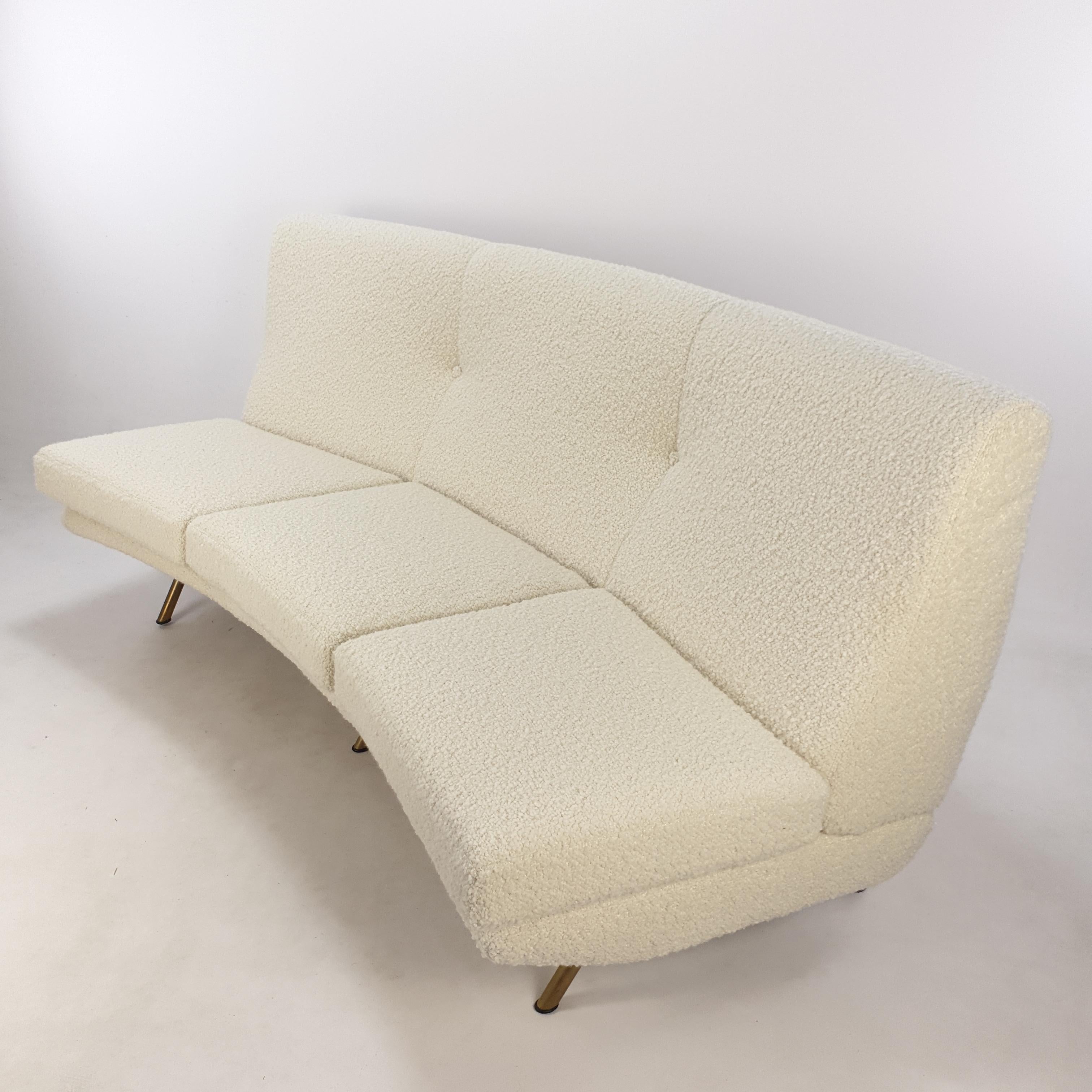 Fabric Mid Century Curved Triennale Sofa by Marco Zanuso for Arflex, Italy, 1950s