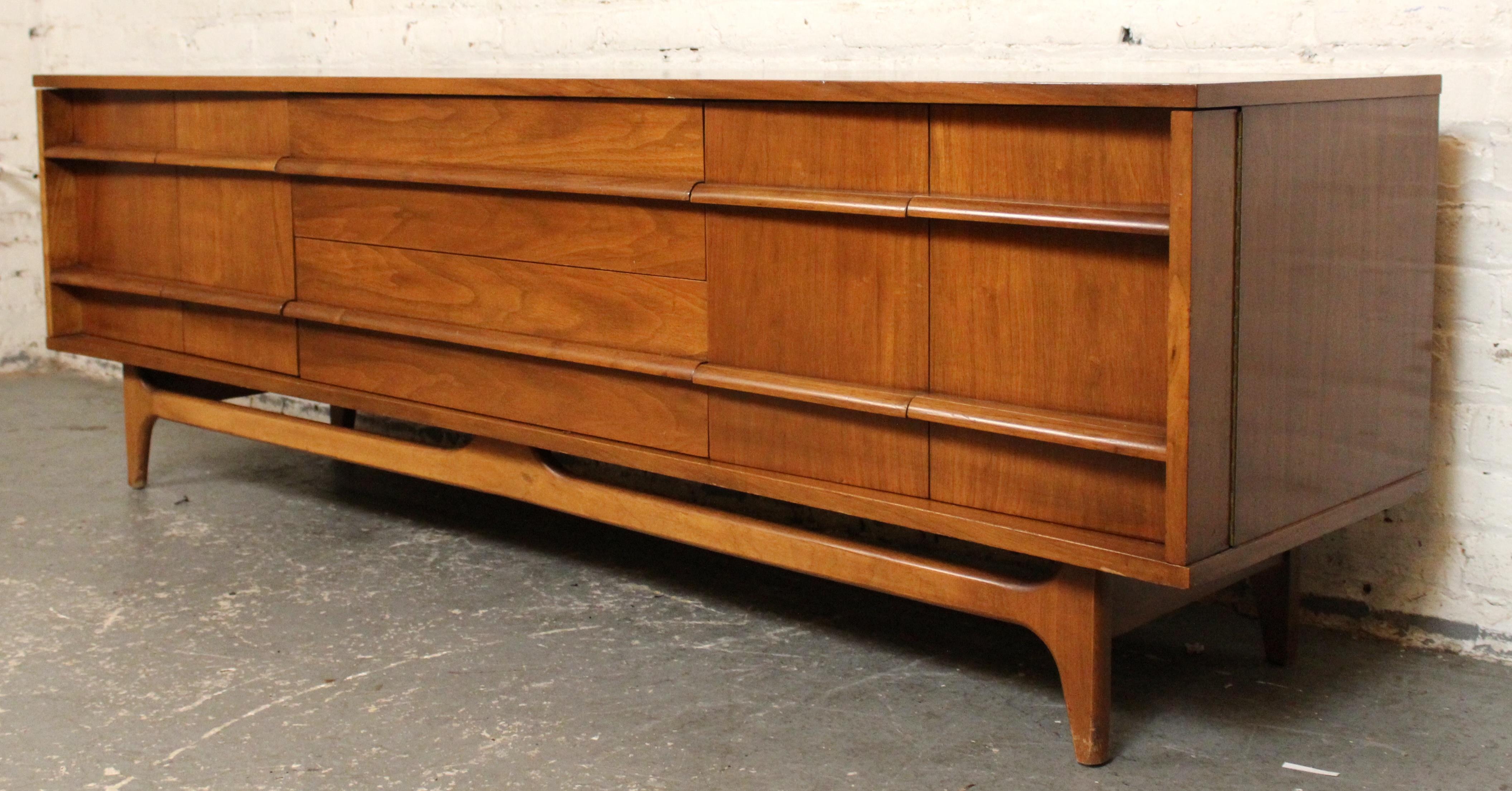 Mid-Century Modern Mid-Century Curved Walnut Credenza by Young Manufacturing For Sale