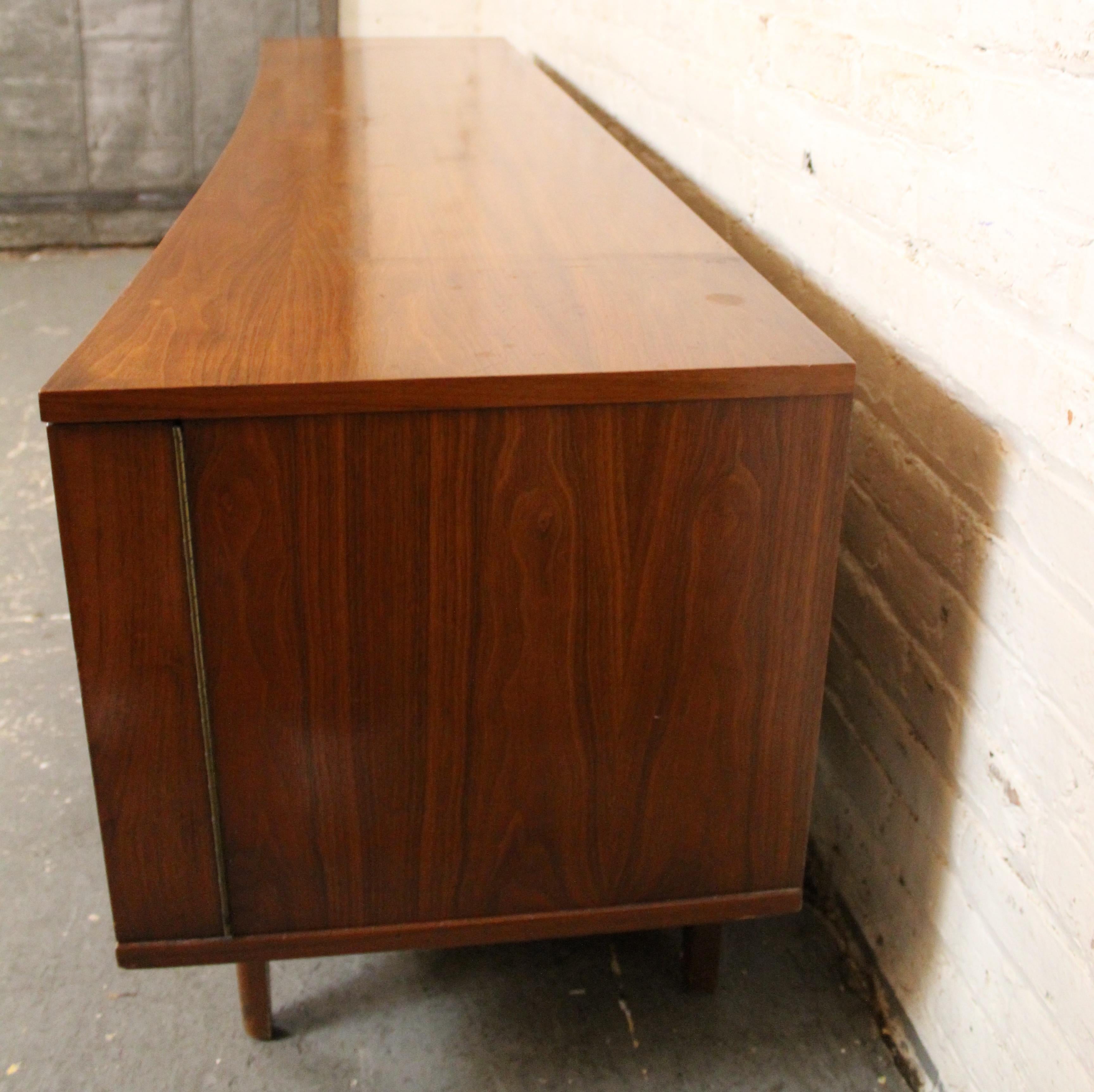 Wood Mid-Century Curved Walnut Credenza by Young Manufacturing For Sale