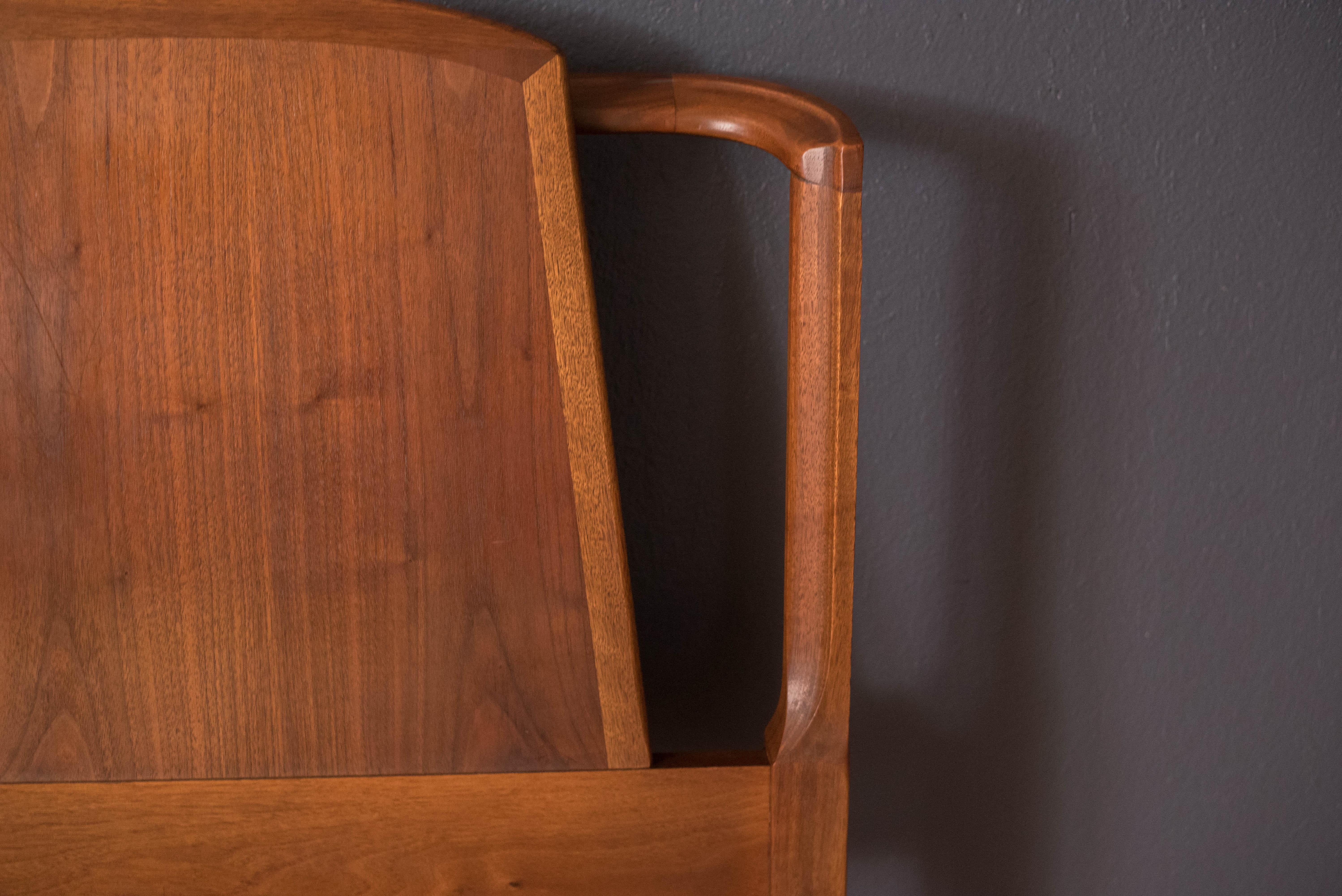 Mid-Century Curved Walnut Queen Headboard Frame by Dillingham 2