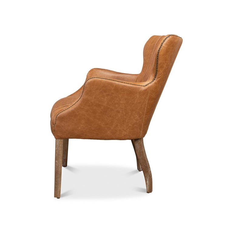 Mid Century Curved Wing Leather Armchair For Sale at 1stDibs