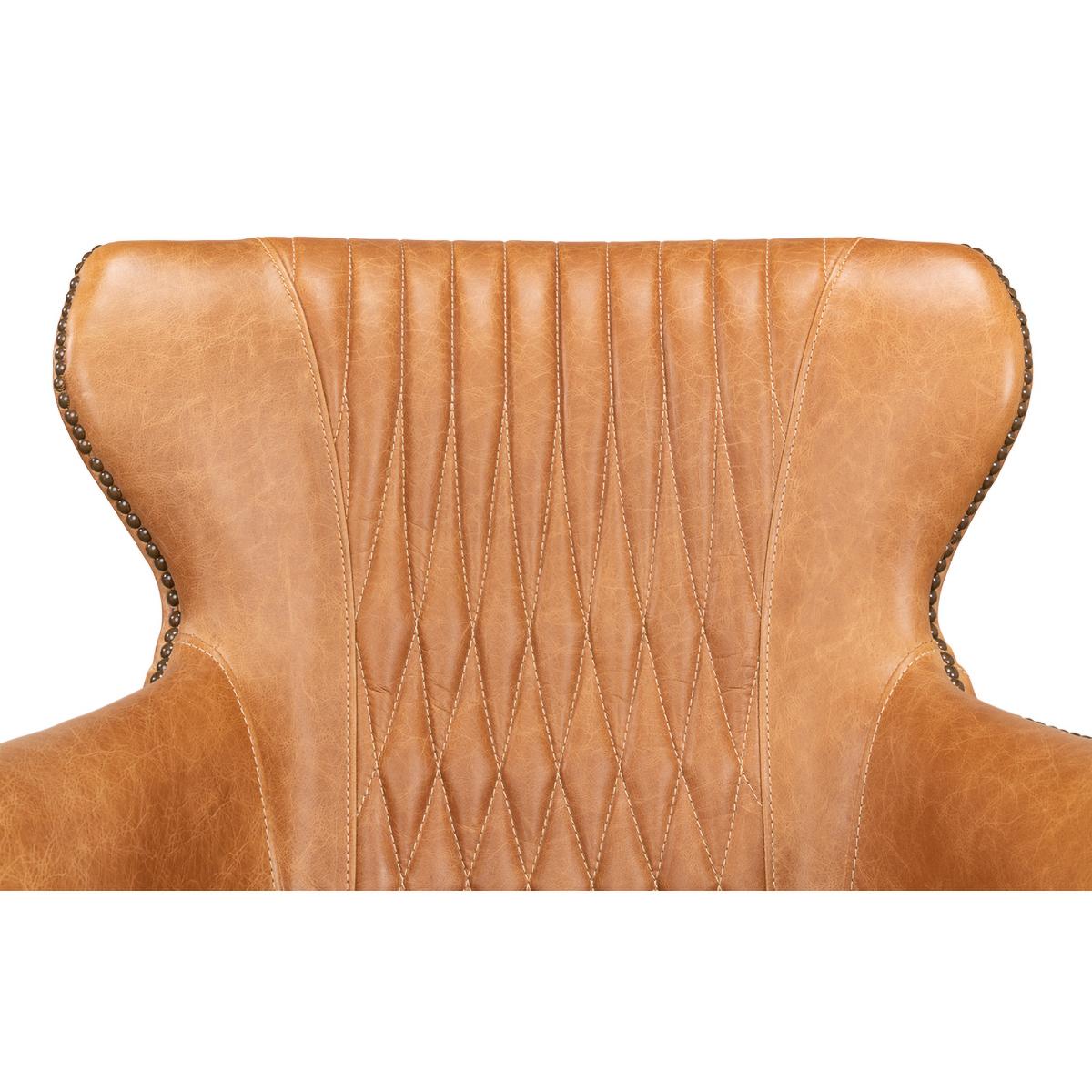 Mid Century Curved Wing Leather Armchair For Sale 2