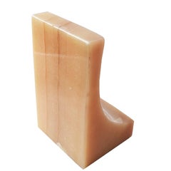 Midcentury Curvy Stone Bookend in Yellow and Cream