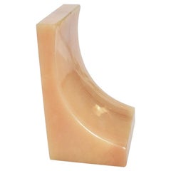 Midcentury Curvy Stone Bookend in Yellow and Cream