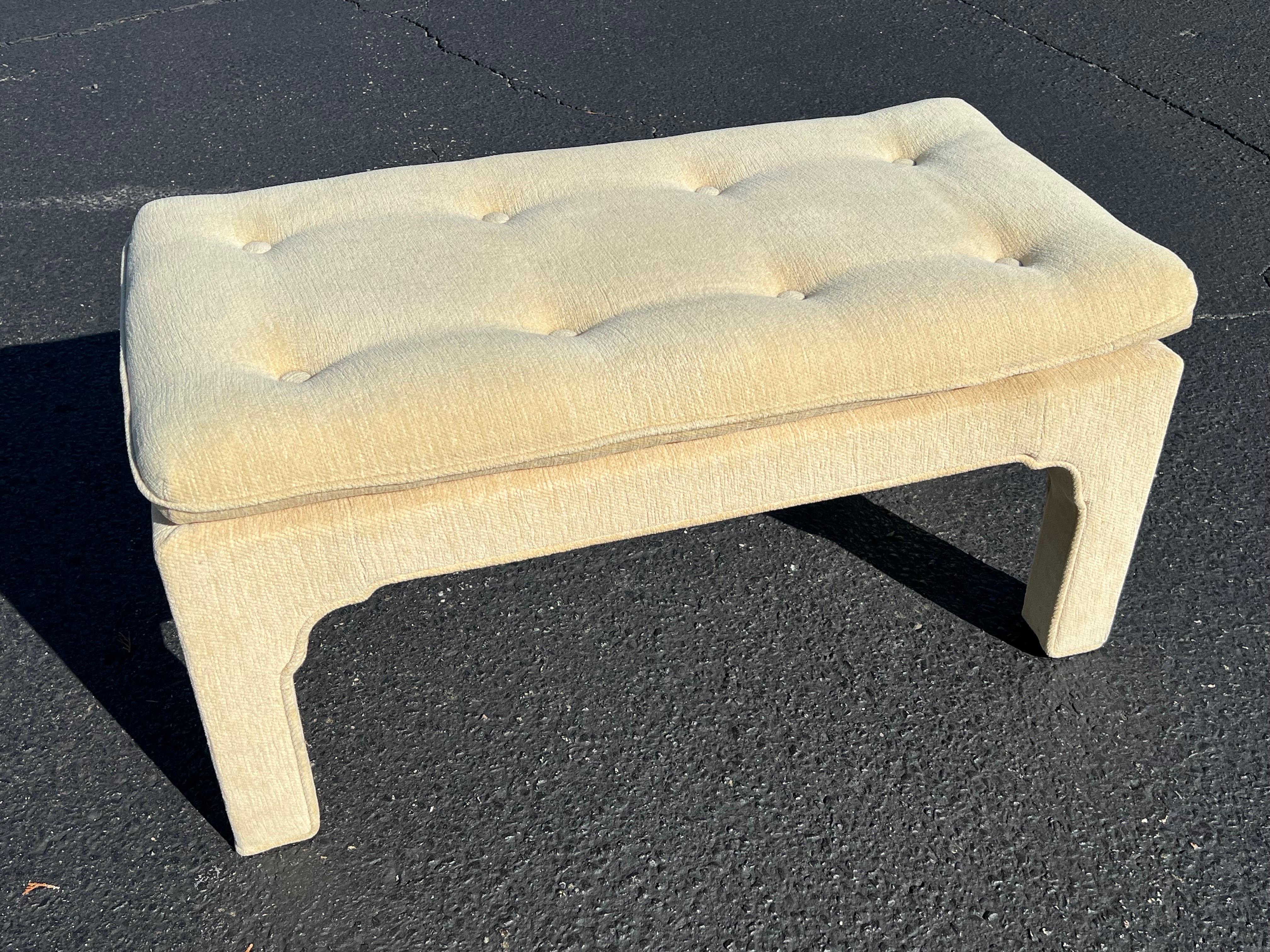 Upholstery Mid Century Custom Upholstered Bench  For Sale
